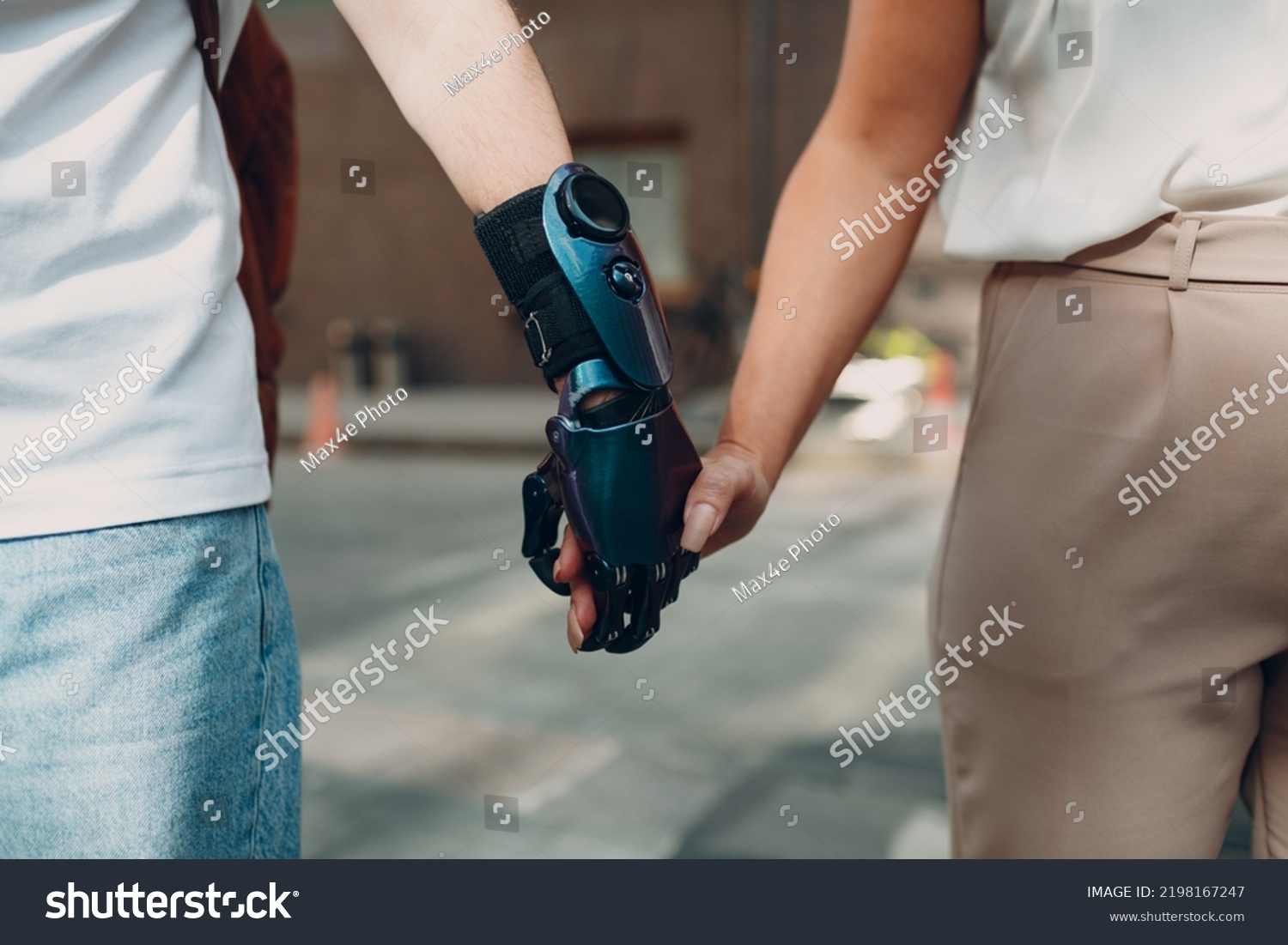 Young Disabled Man Artificial Prosthetic Hand Stock Photo 2198167247 ...