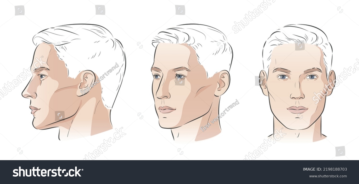 Vector Set Man Face Portrait Three Stock Vector (Royalty Free ...