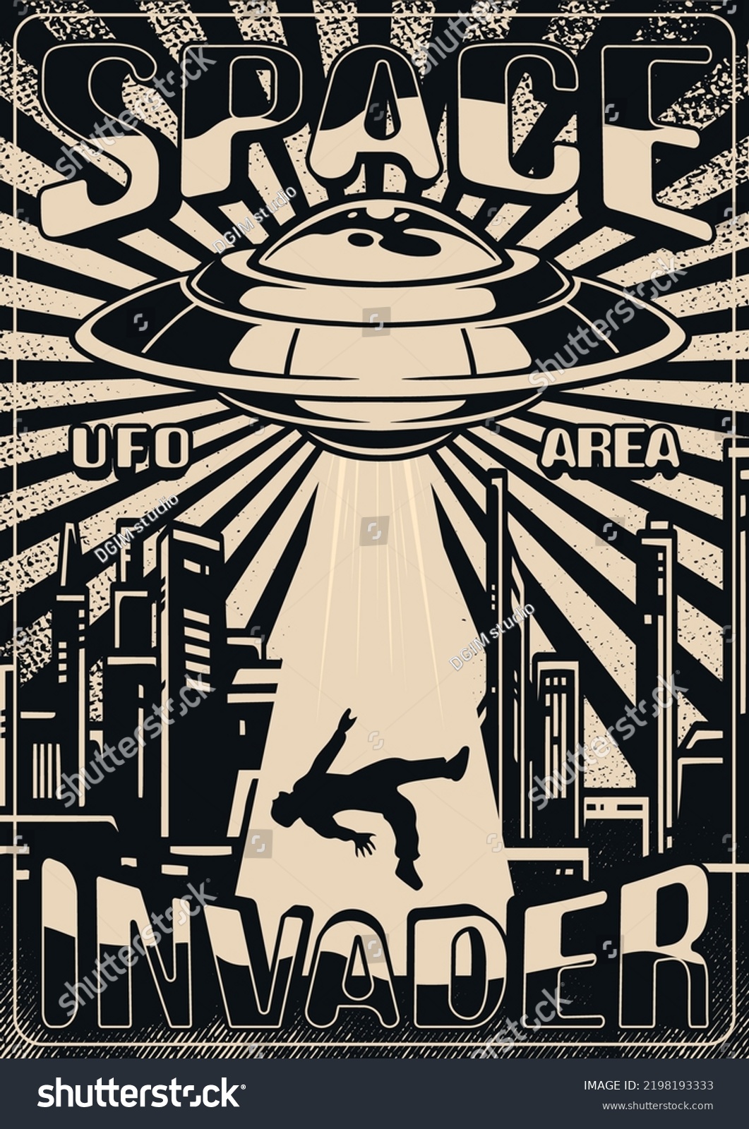 Ufo Kidnapping Flyer Monochrome Vintage Mysterious Stock Vector ...