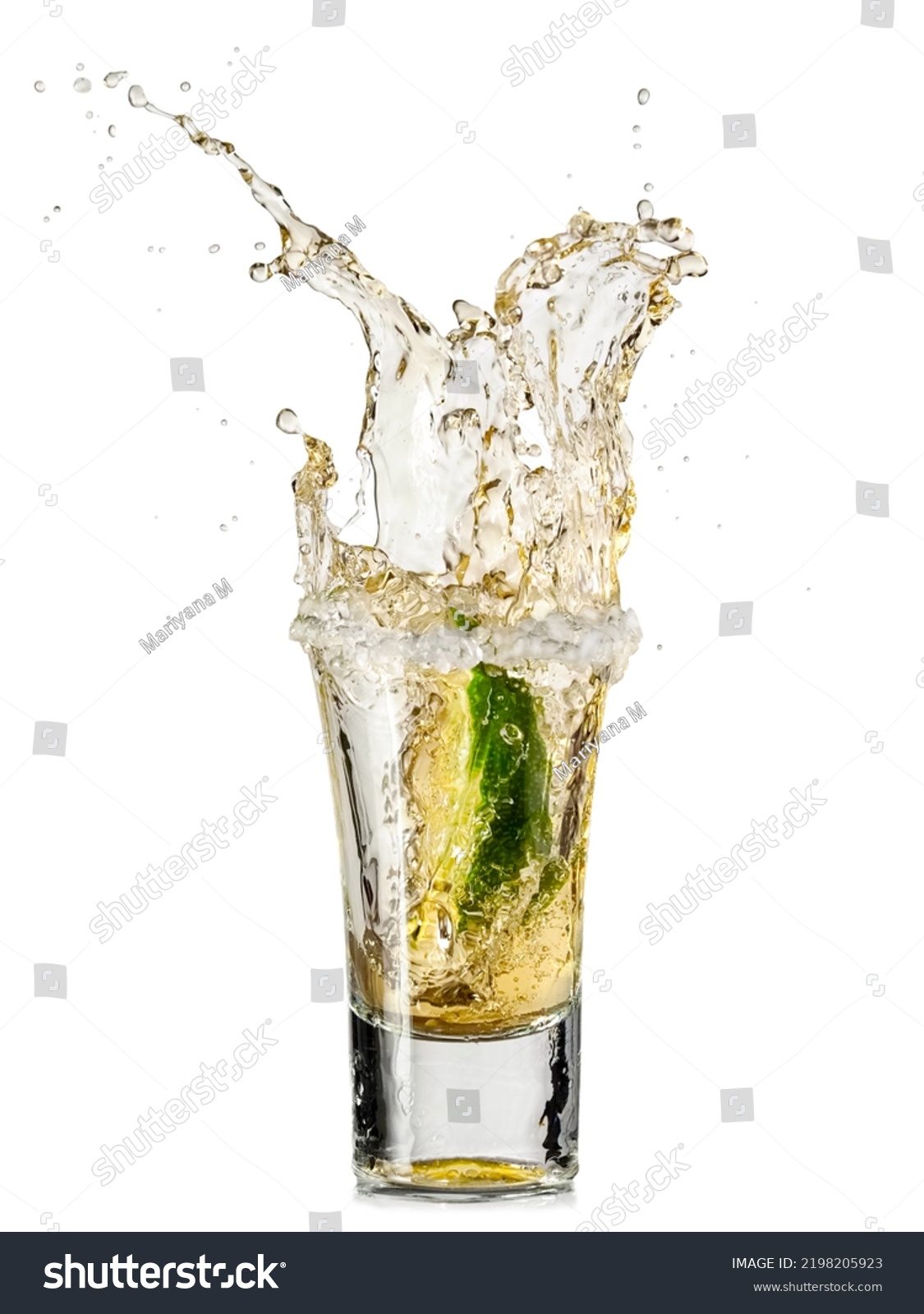 Tequila Shot Splash On White Background Stock Photo 2198205923 ...