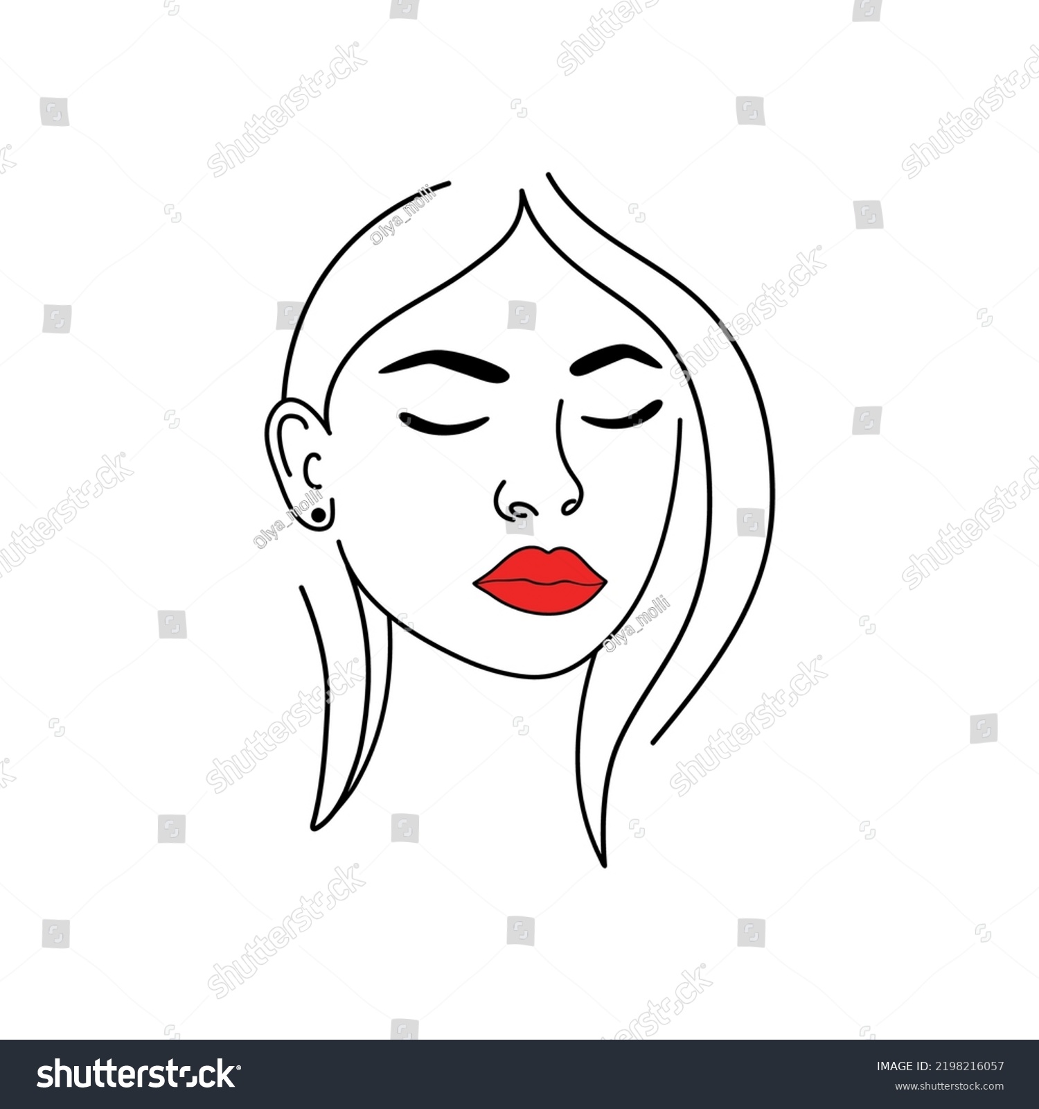 Elegant Lady Face Logo Design Red Stock Vector Royalty Free 2198216057 Shutterstock