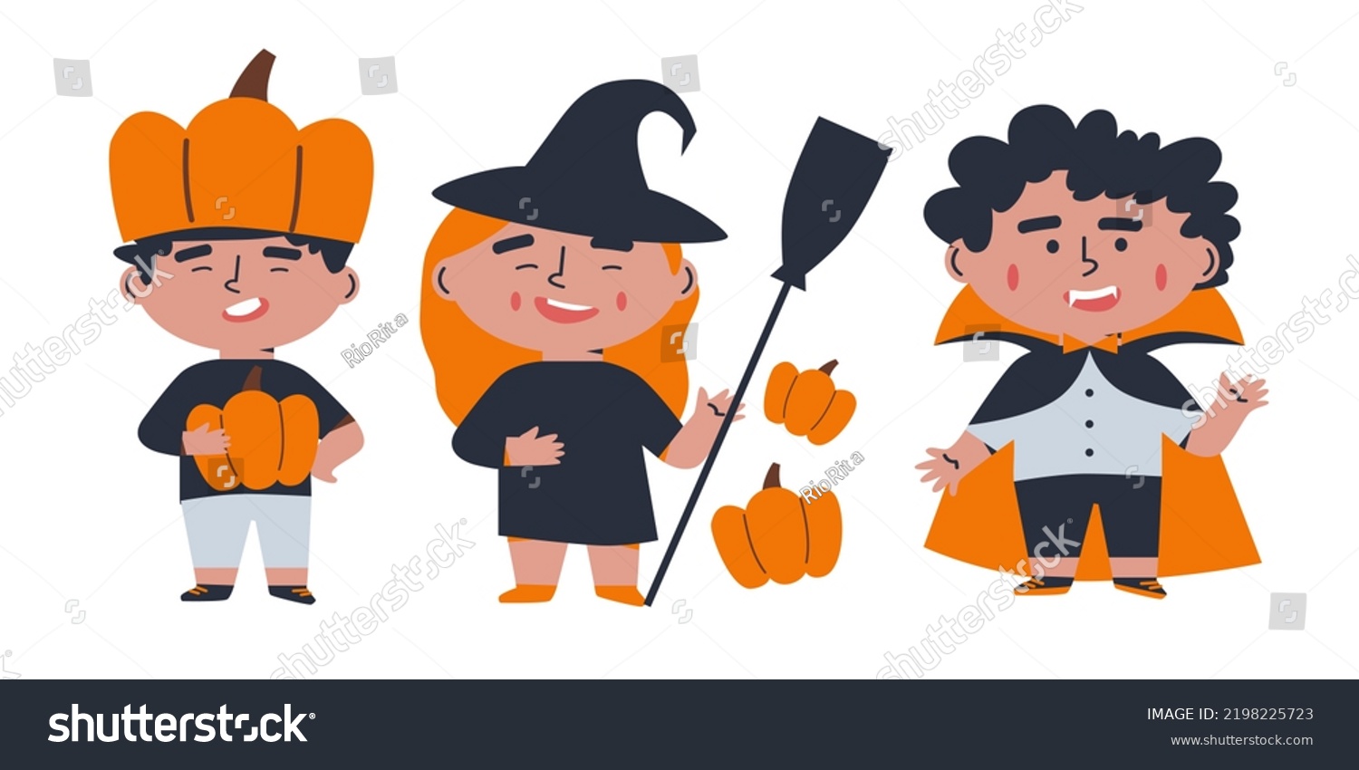 Children Halloween Costumes Boo Vector Characters Stock Vector (Royalty ...