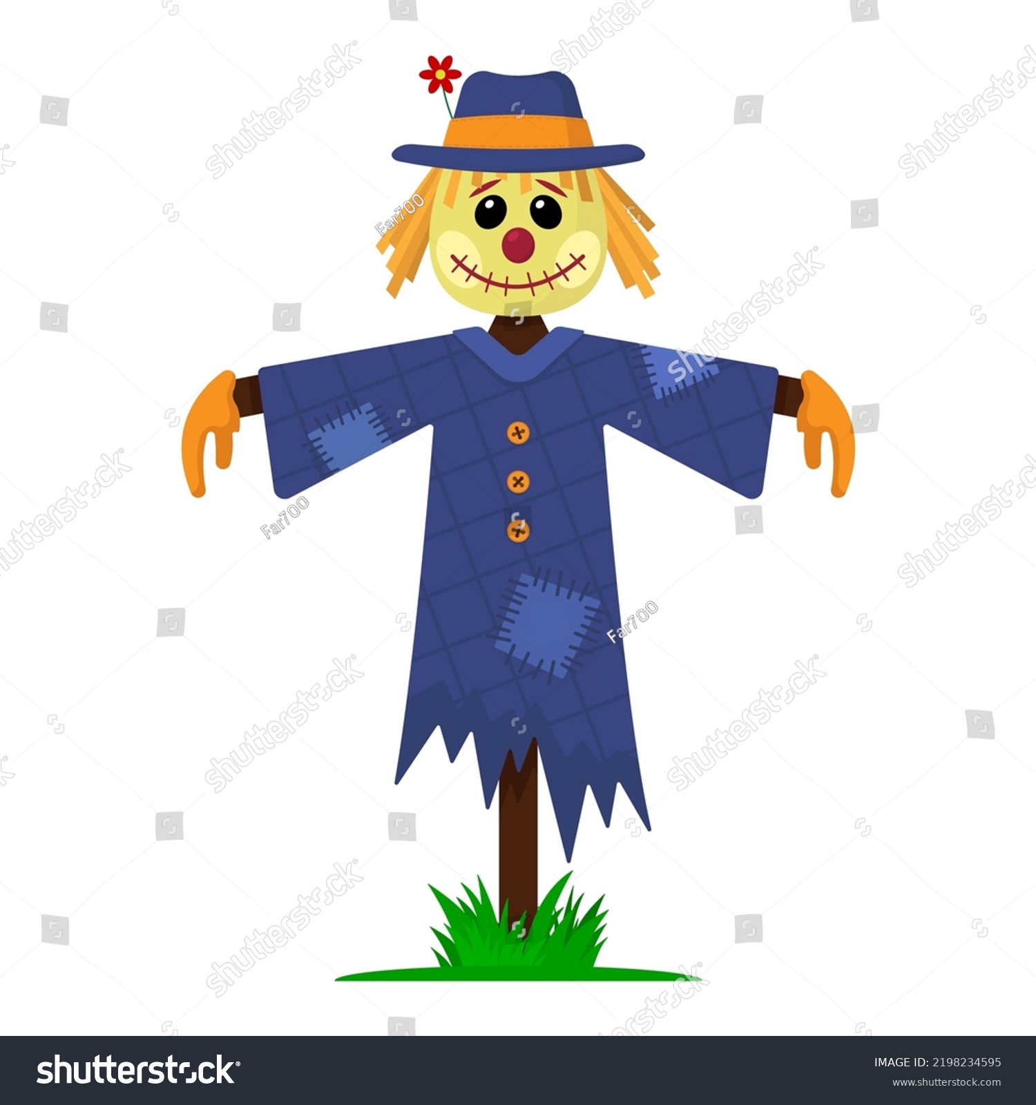 Scarecrow Icon Color Silhouette Front View Stock Vector (Royalty Free ...