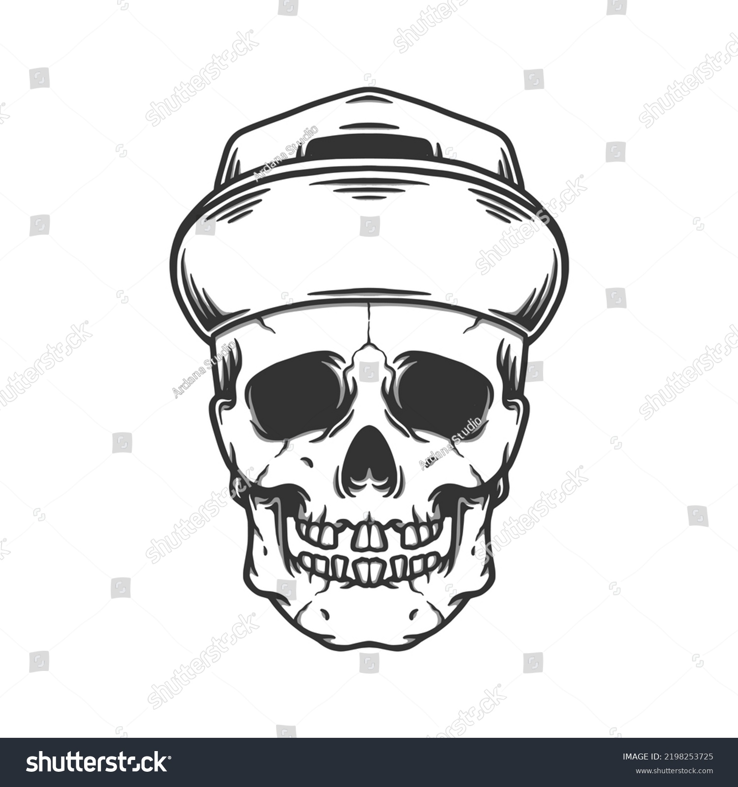 Skull Baseball Cap Vector Illustration Perfect Stock Vector (Royalty ...