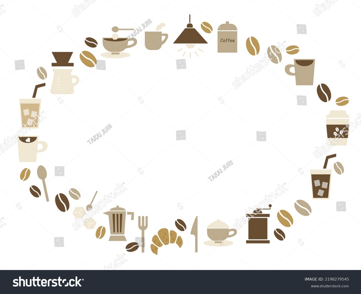 Oval Frame Coffee Motif Illustration Stock Illustration 2198279545 ...