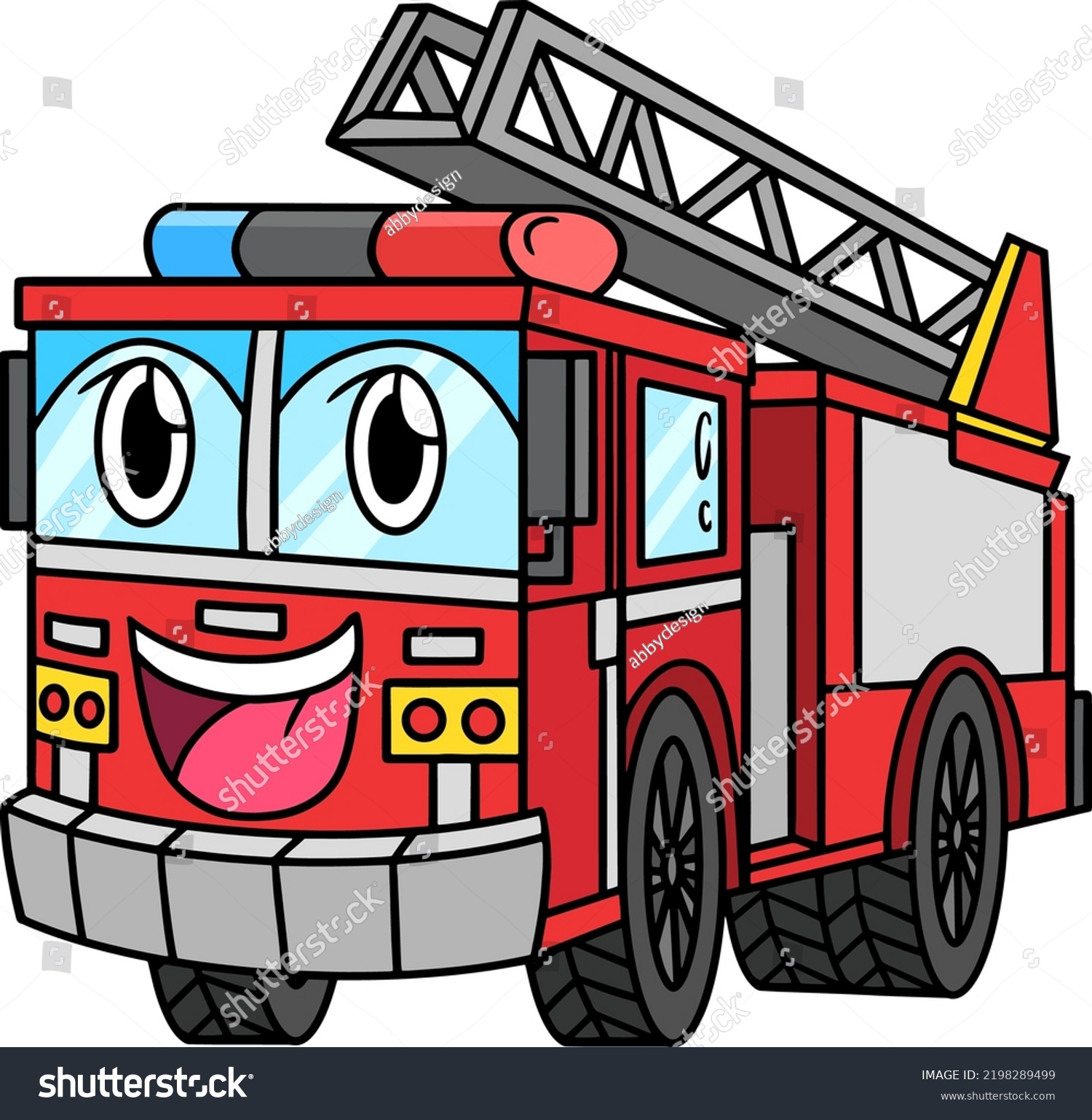 Firetruck Face Vehicle Cartoon Clipart Stock Vector (Royalty Free ...