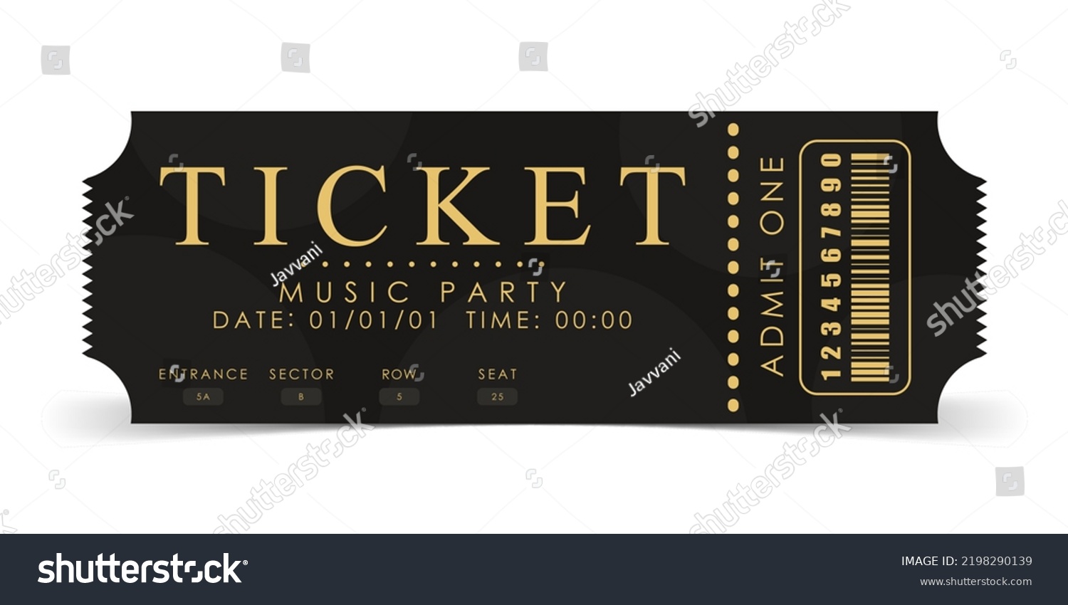 Sample Ticket Musical Concert Modern Ticket Stock Vector (Royalty Free ...