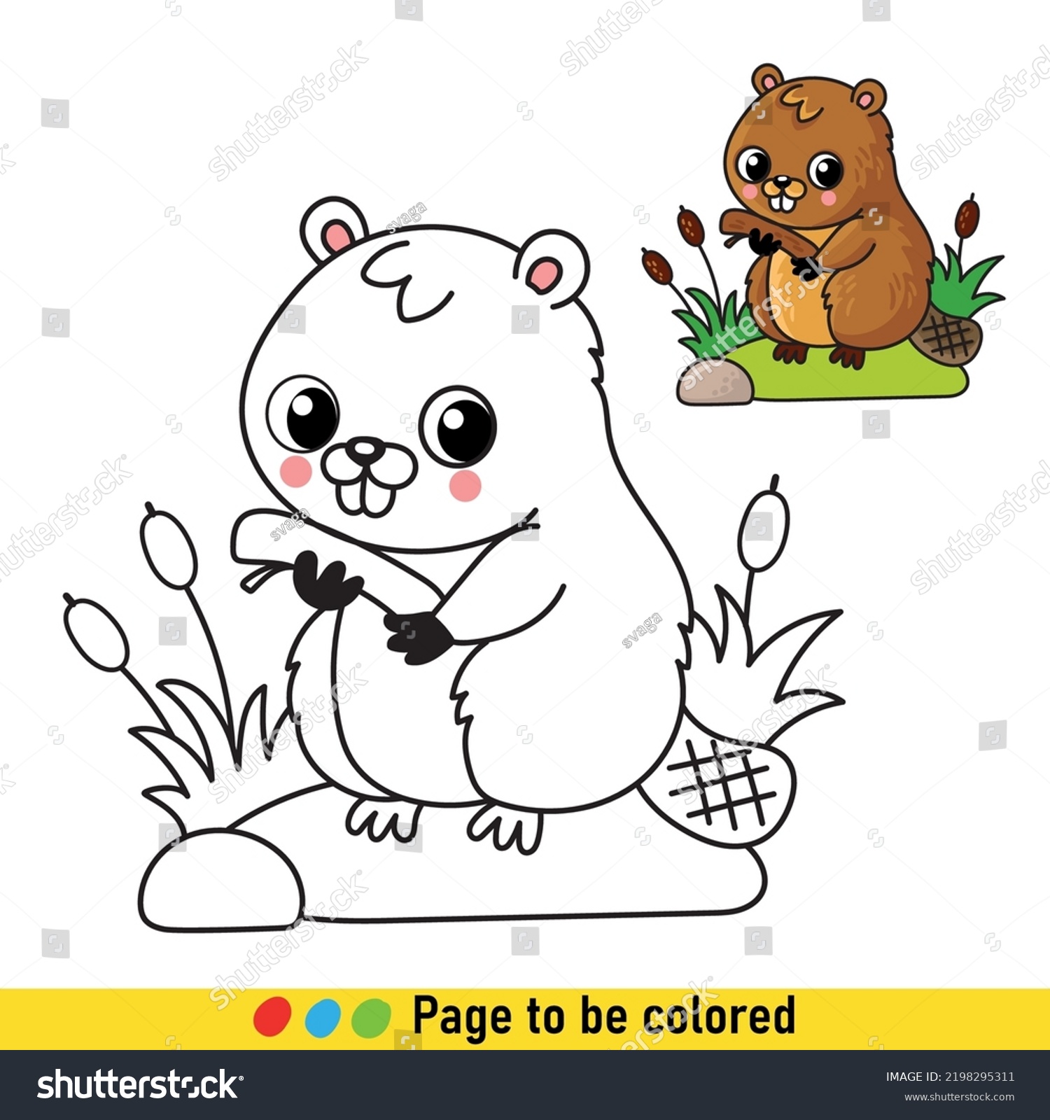 Coloring Book Beaver Cartoon Style Black Stock Vector (Royalty Free ...