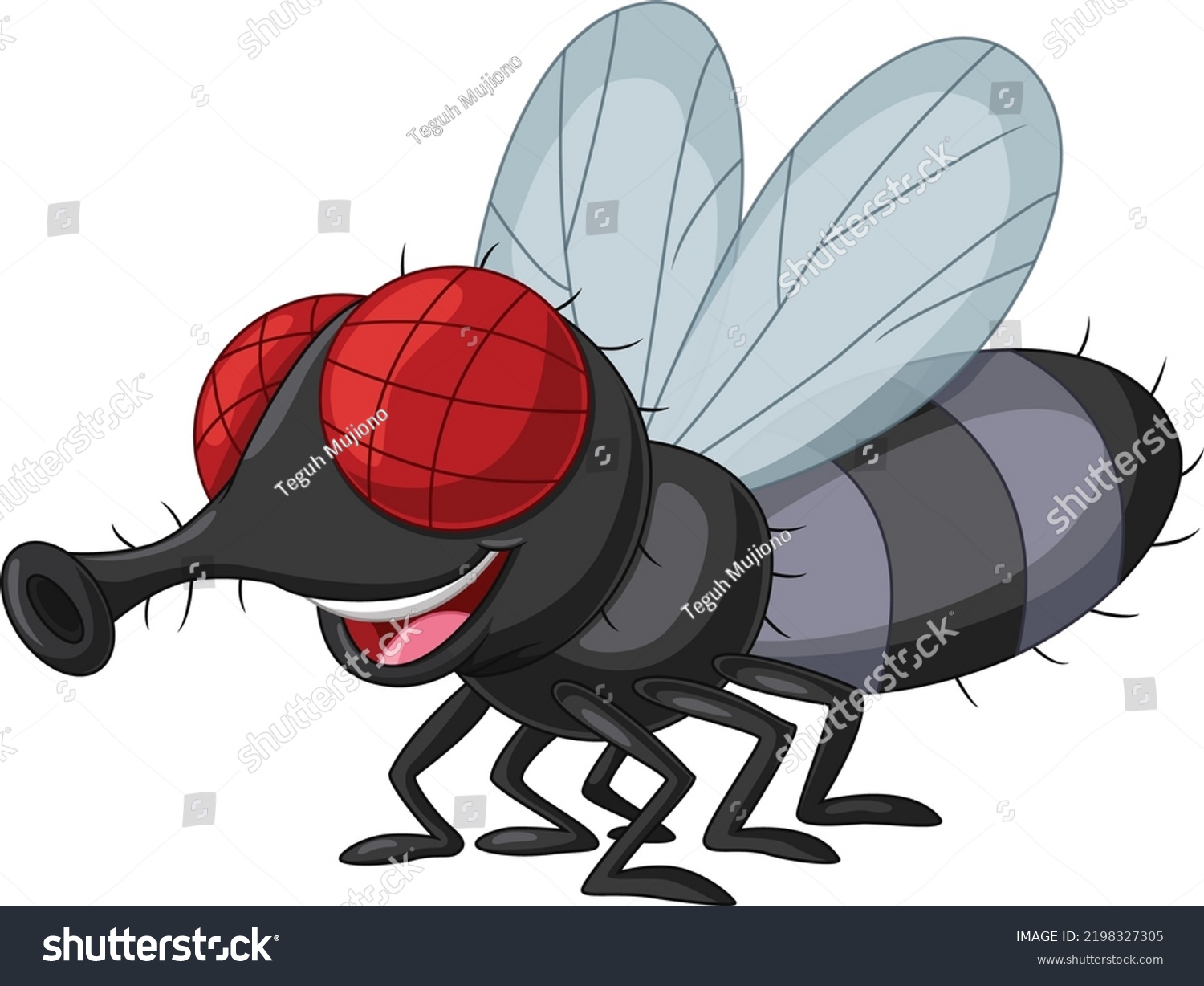 Cartoon House Fly Isolated On White Stock Vector (Royalty Free ...