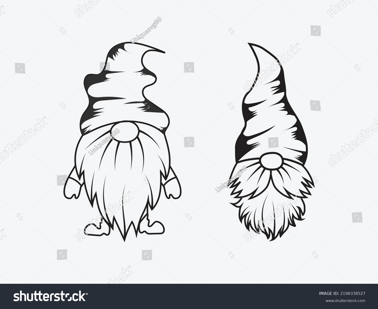 Gnome Line Art Vector On White Stock Vector (Royalty Free) 2198338527 ...