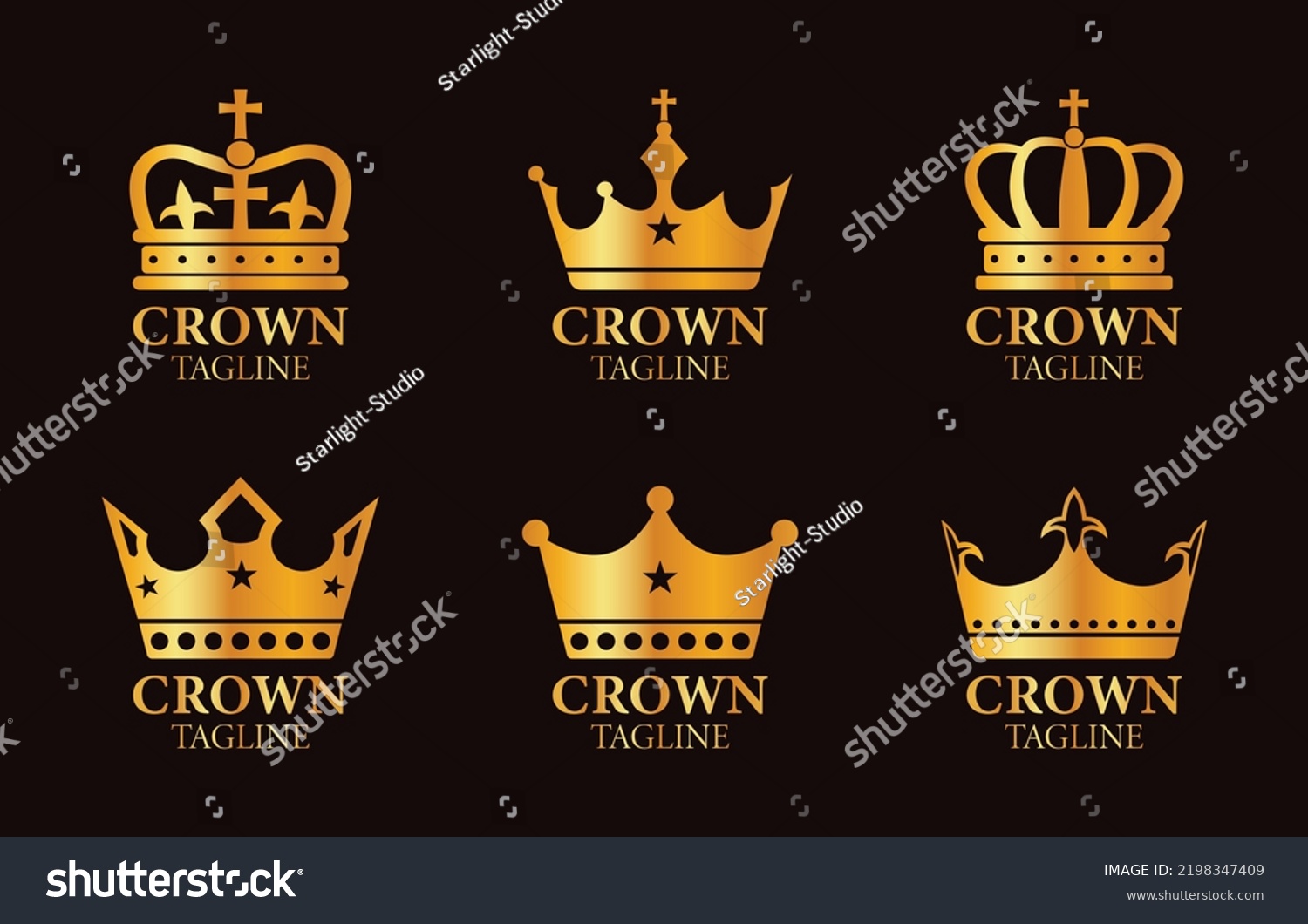 Gold Crowns Set Set Gold Crowns Stock Vector (Royalty Free) 2198347409 ...