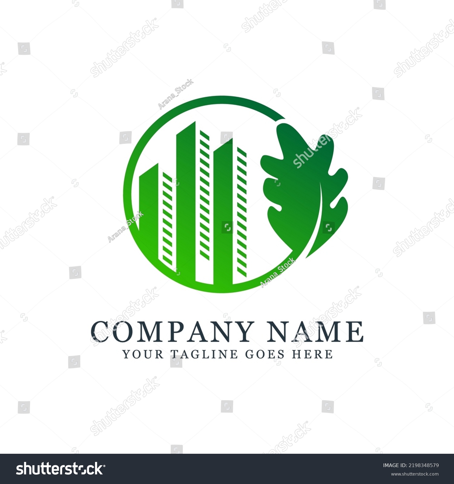 Green Building Construction Logo Design Badge Stock Vector (Royalty ...