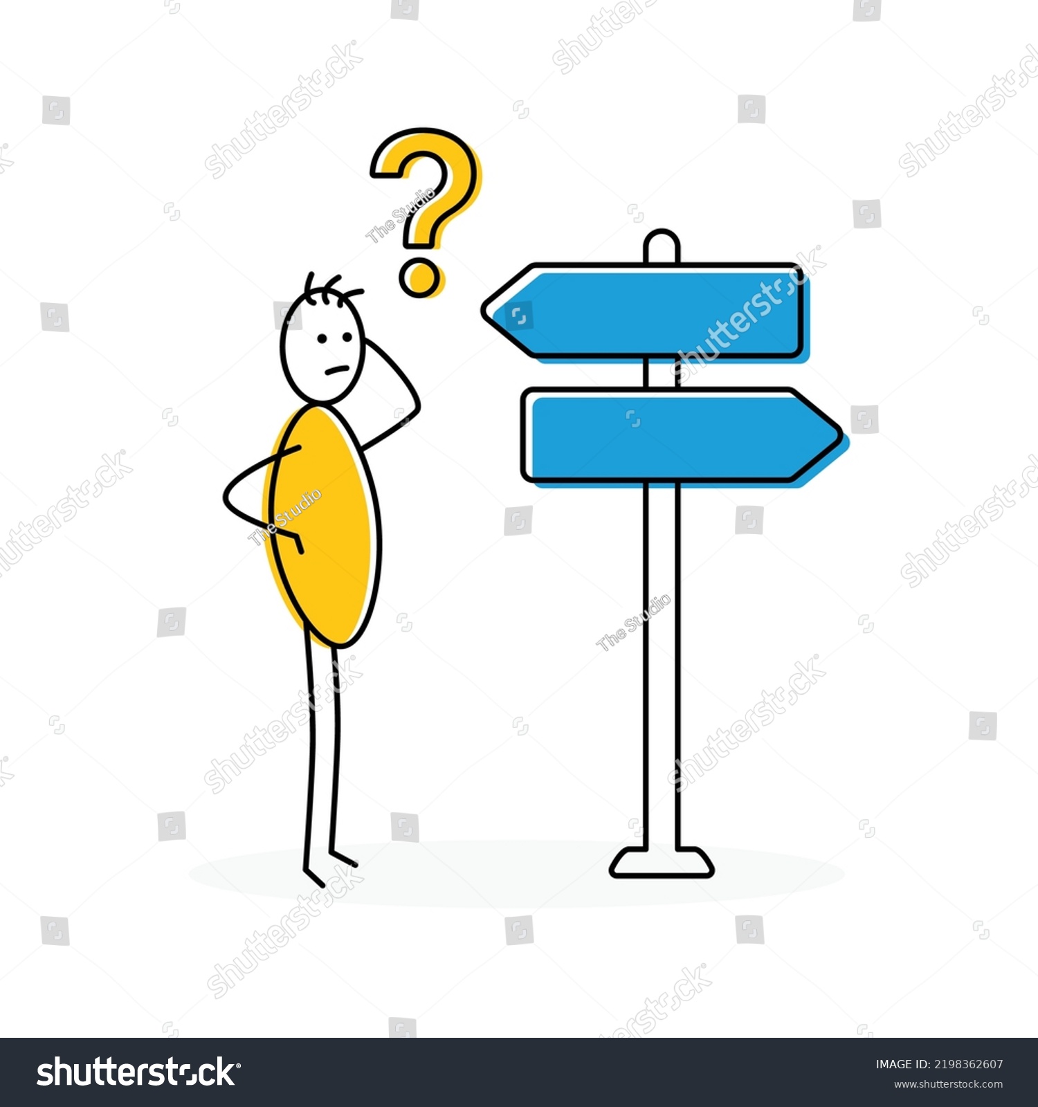 Lost Confused Symbol Stickman Stand Directional Stock Vector (Royalty ...