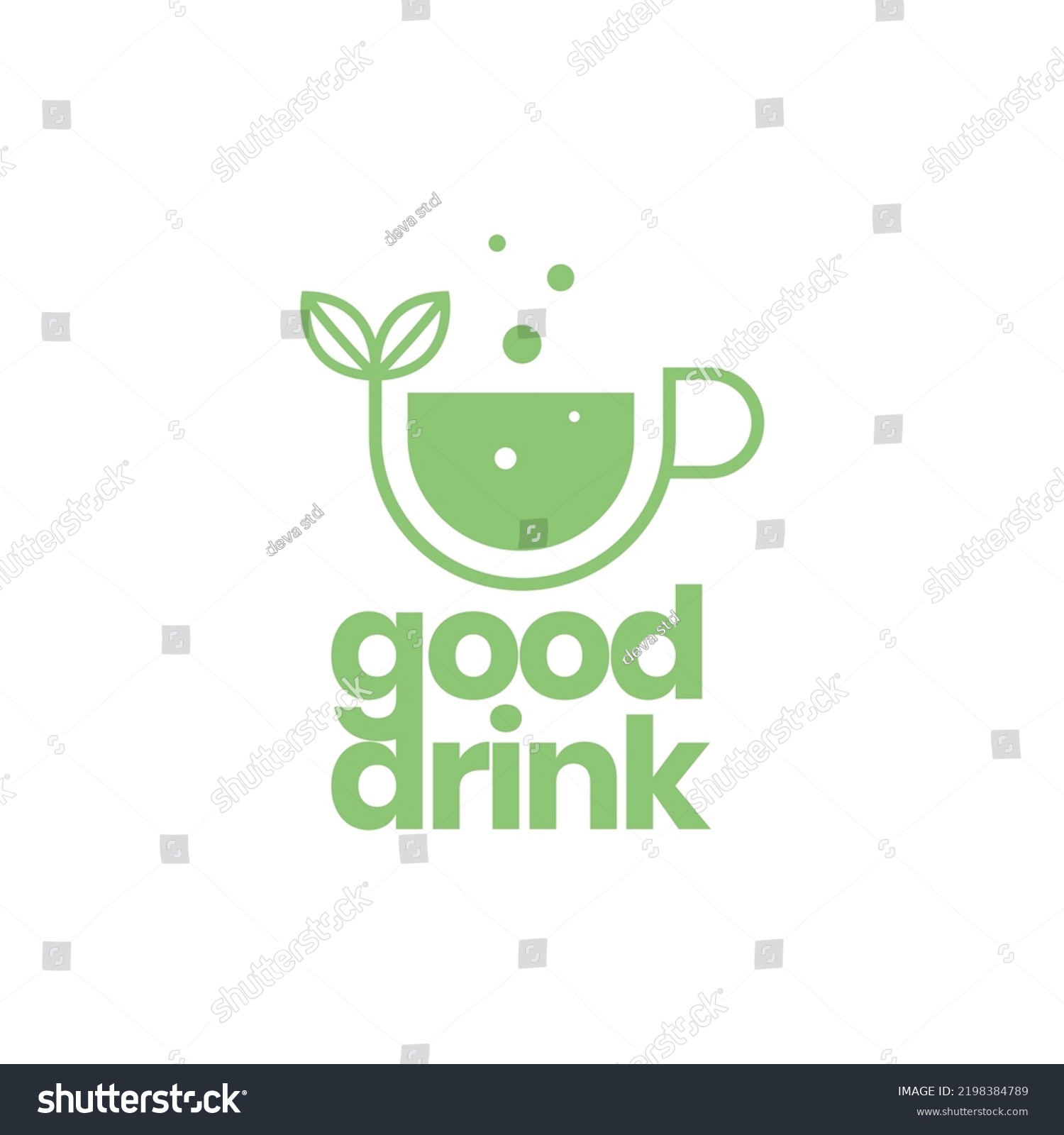 Green Glass Cup Leaf Drink Logo Stock Vector (Royalty Free) 2198384789