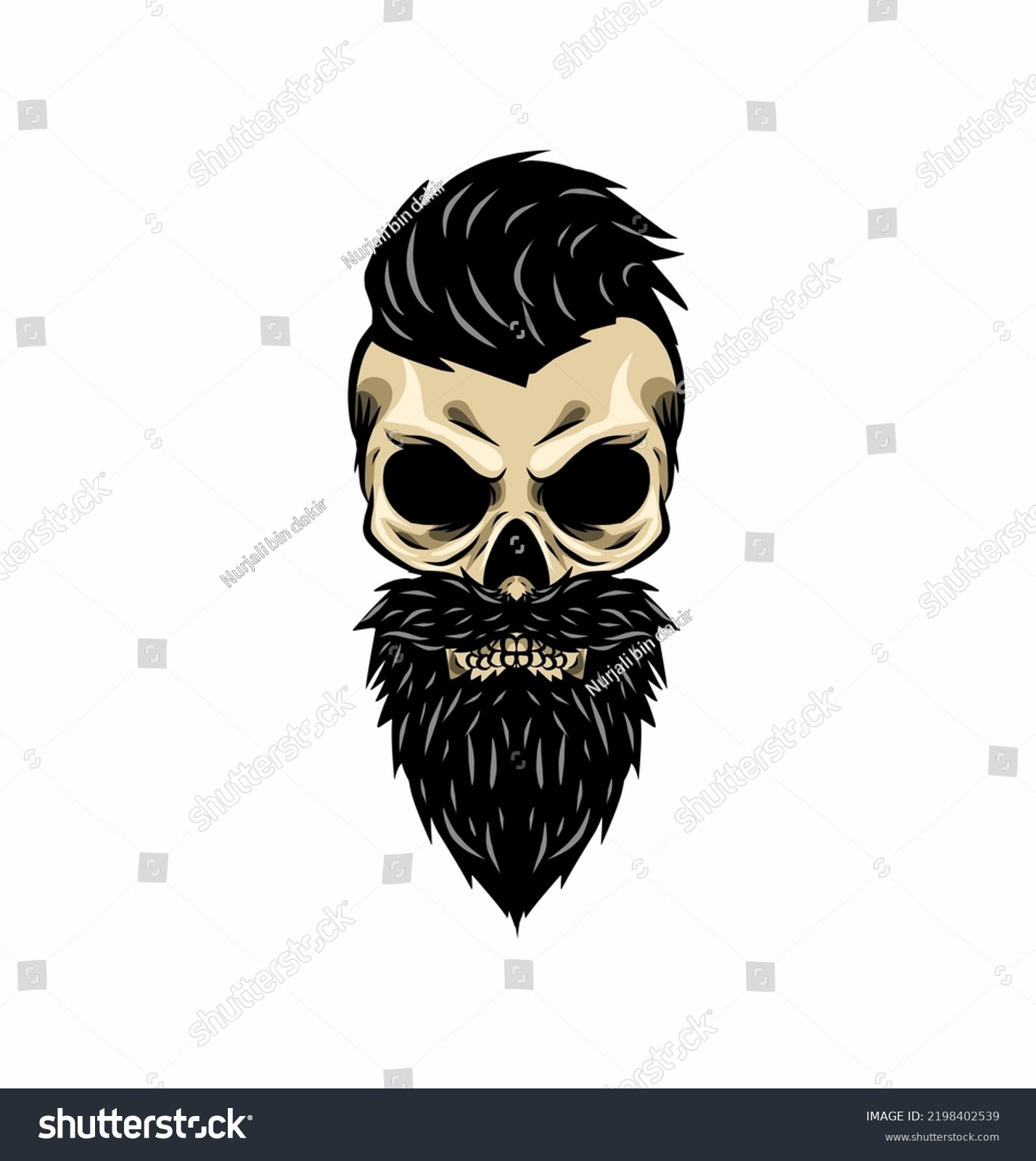 Illustration Beard Skull Vector Haircut Logo Stock Vector (Royalty Free ...