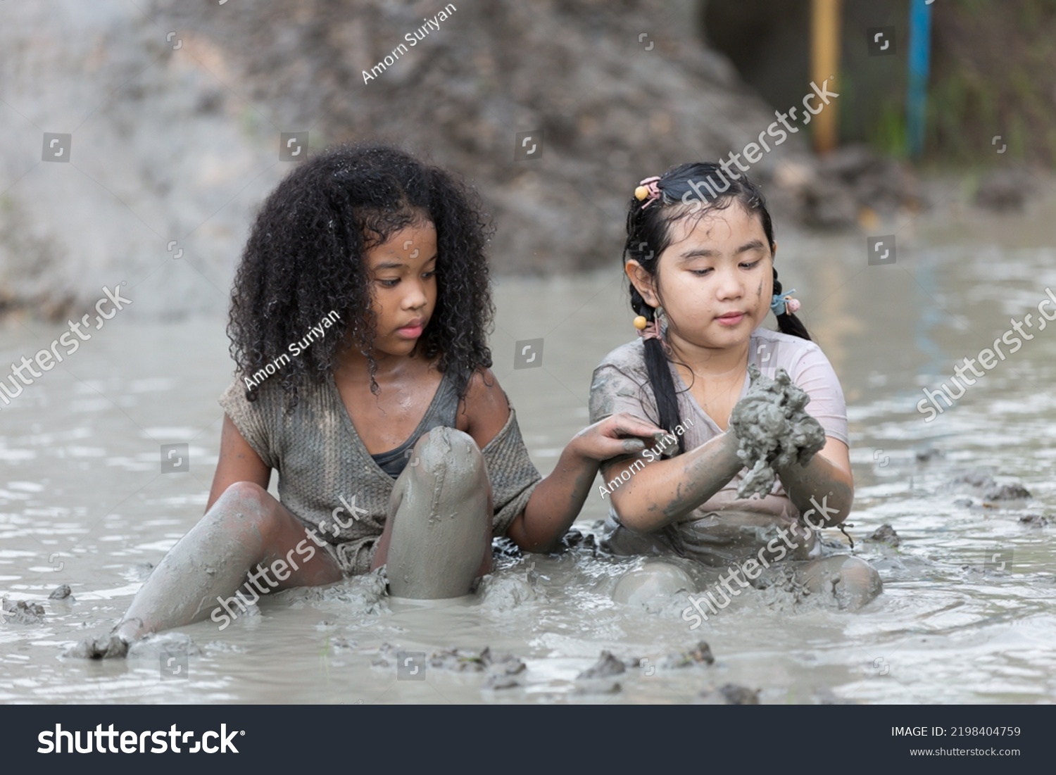 Group Happy Children Girl Playing Wet Stock Photo 2198404759 | Shutterstock