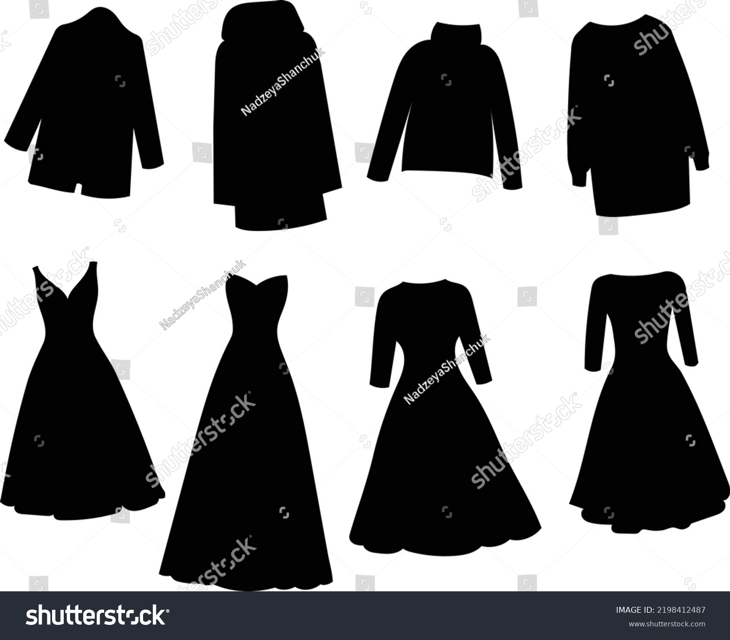 Clothes Set Dresses Silhouette Isolated Vector Stock Vector Royalty Free 2198412487 Shutterstock 1613