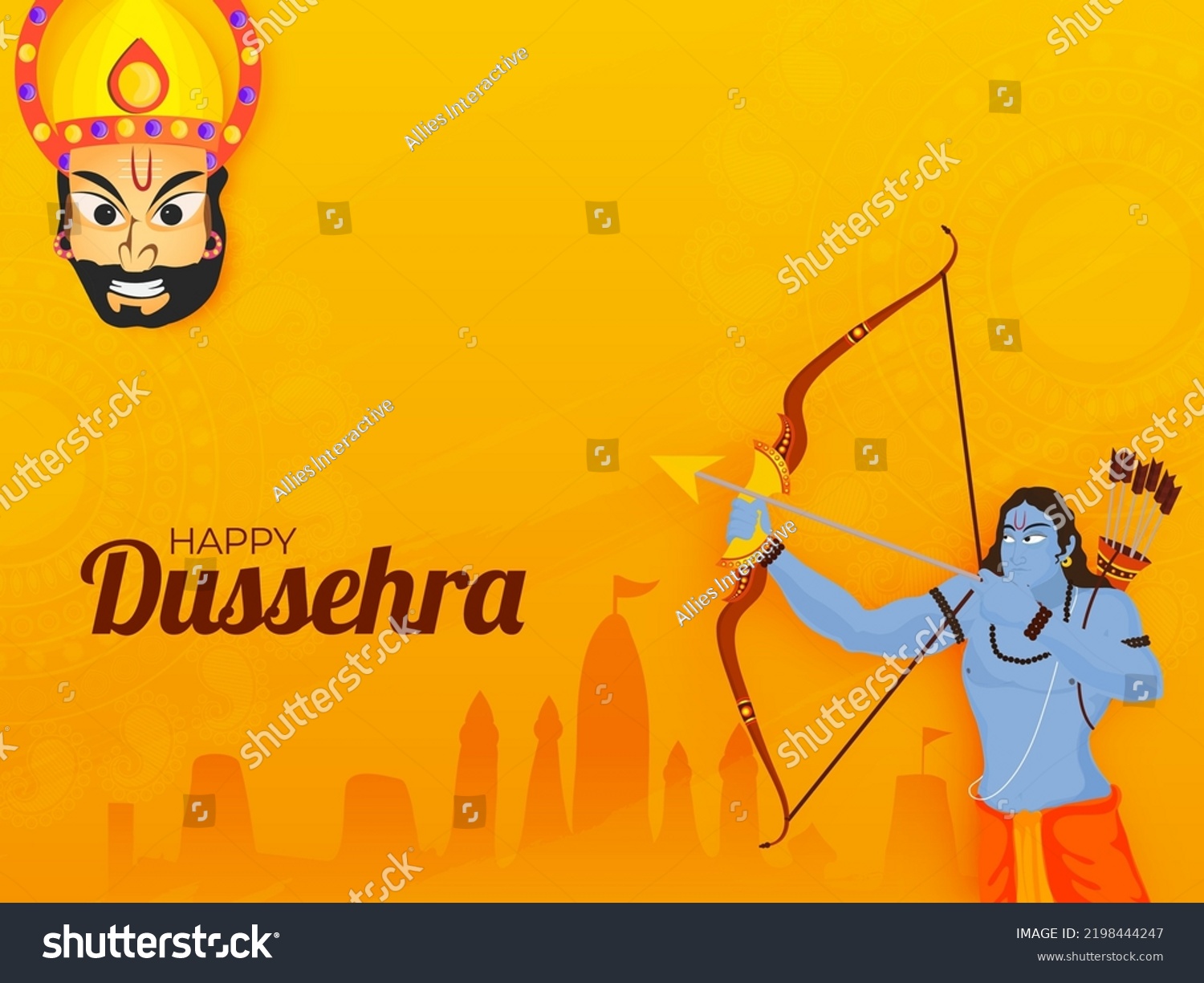 Happy Dussehra Celebration Poster Design Lord Stock Vector (royalty 