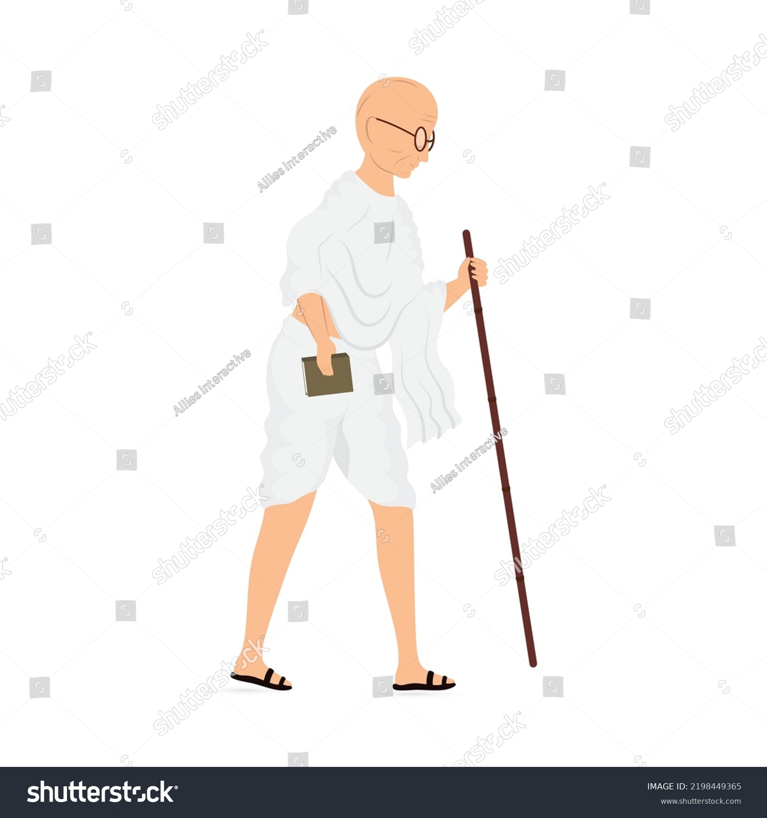 Side View Mahatma Gandhi Bapu Standing Stock Vector (Royalty Free ...