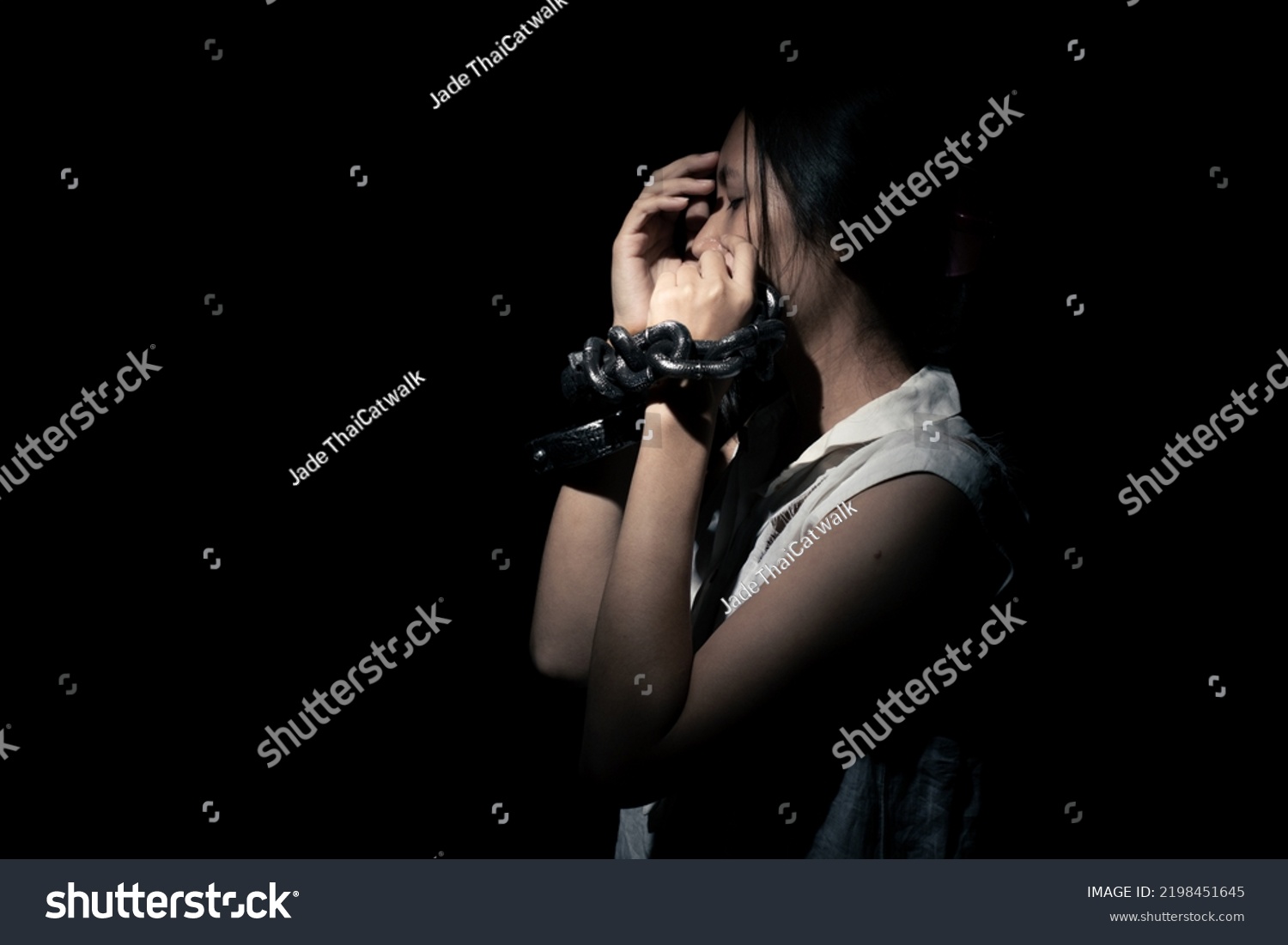 Asian Woman Capture Dark Room Slavery Stock Photo 2198451645 | Shutterstock