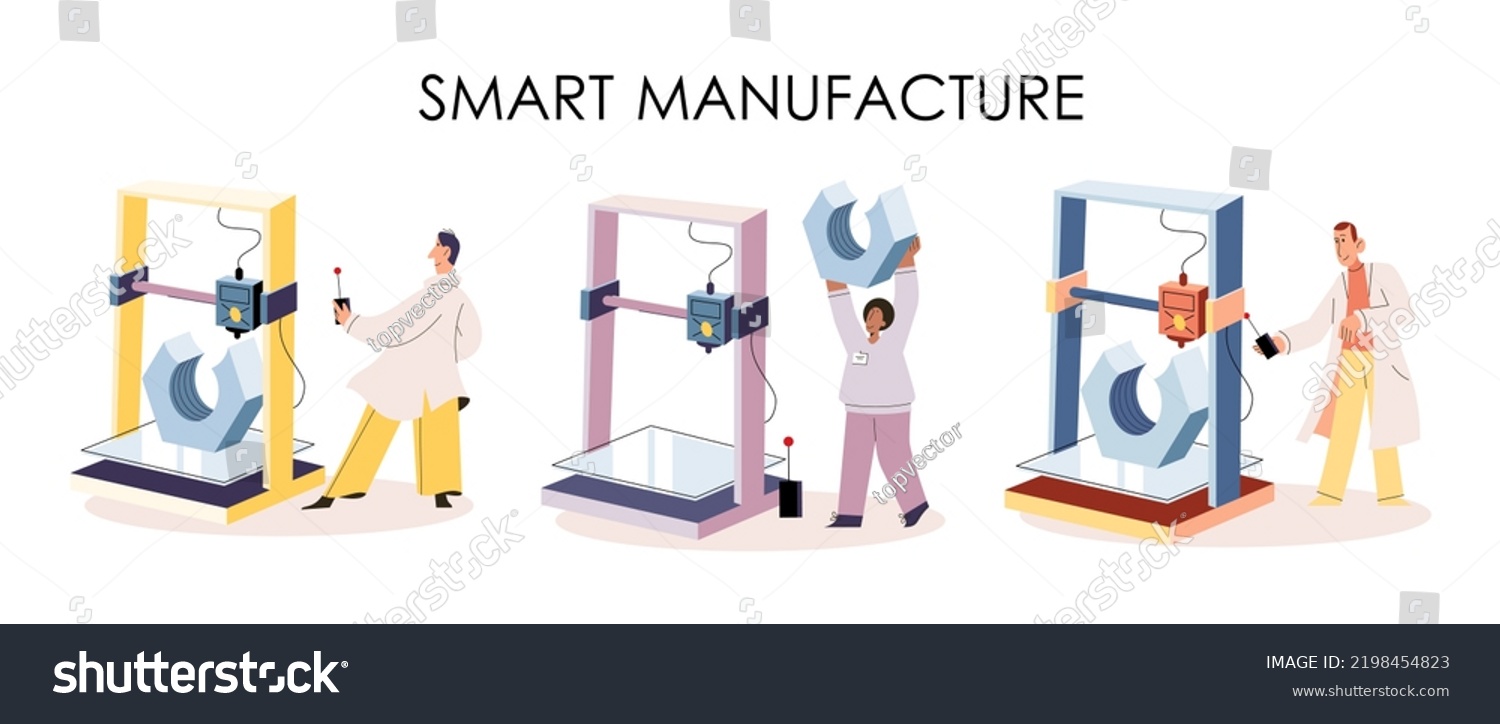 Manufacturing Process Industry Scientist Robot Assembling Stock Vector ...