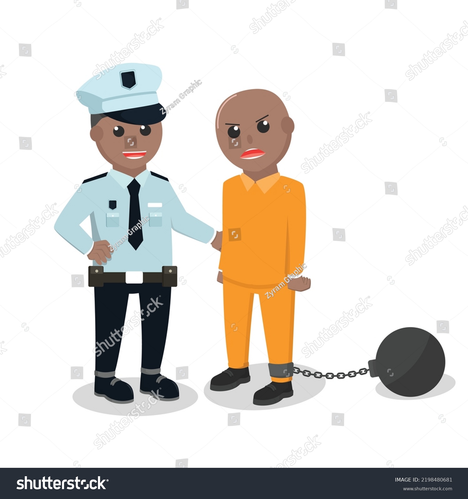 Police African Caught Prisoner Design Character Stock Vector (royalty 