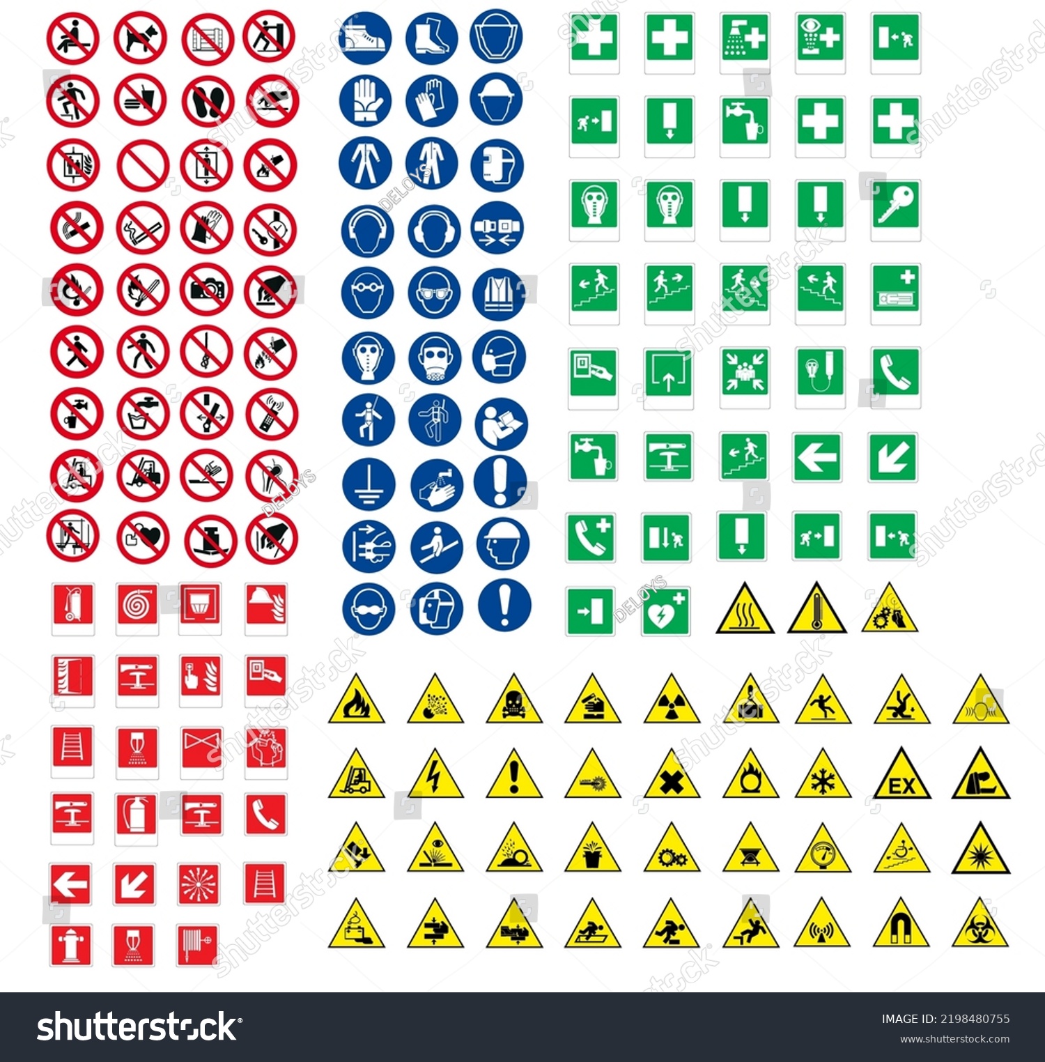 Iso 7010 Sign Warning Set Symbol Stock Vector (Royalty Free) 2198480755 ...