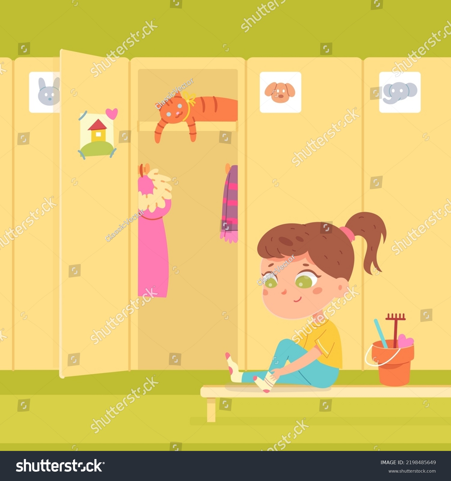 cute-little-girl-taking-off-putting-stock-vector-royalty-free