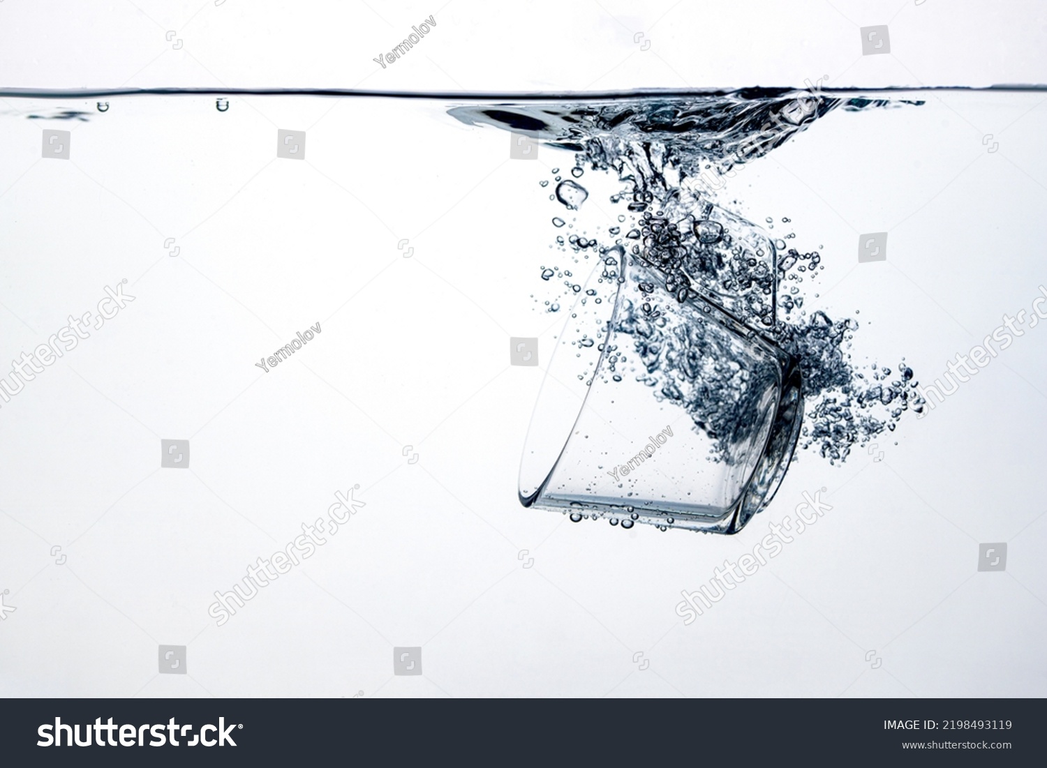 Transparent Glass Dropped Into Water On Stock Photo 2198493119 ...