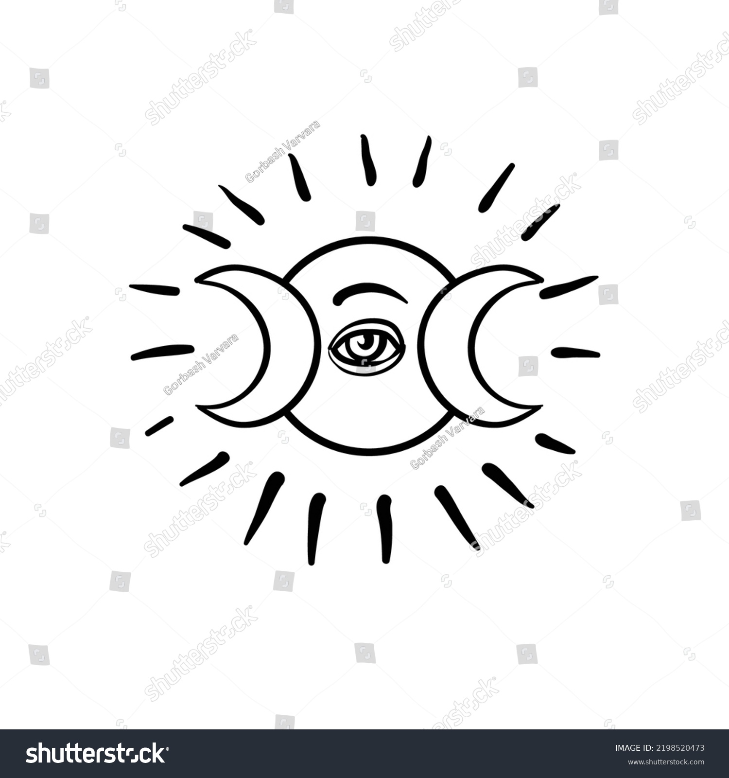 Moon Symbol Tattoo Style Vector Illustration Stock Vector Royalty Free