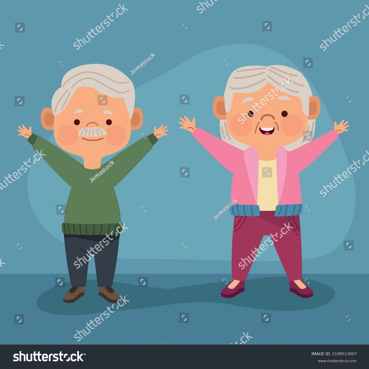 Happy Old Couple Celebrating Characters Stock Vector Royalty Free 2198523807 Shutterstock 4728