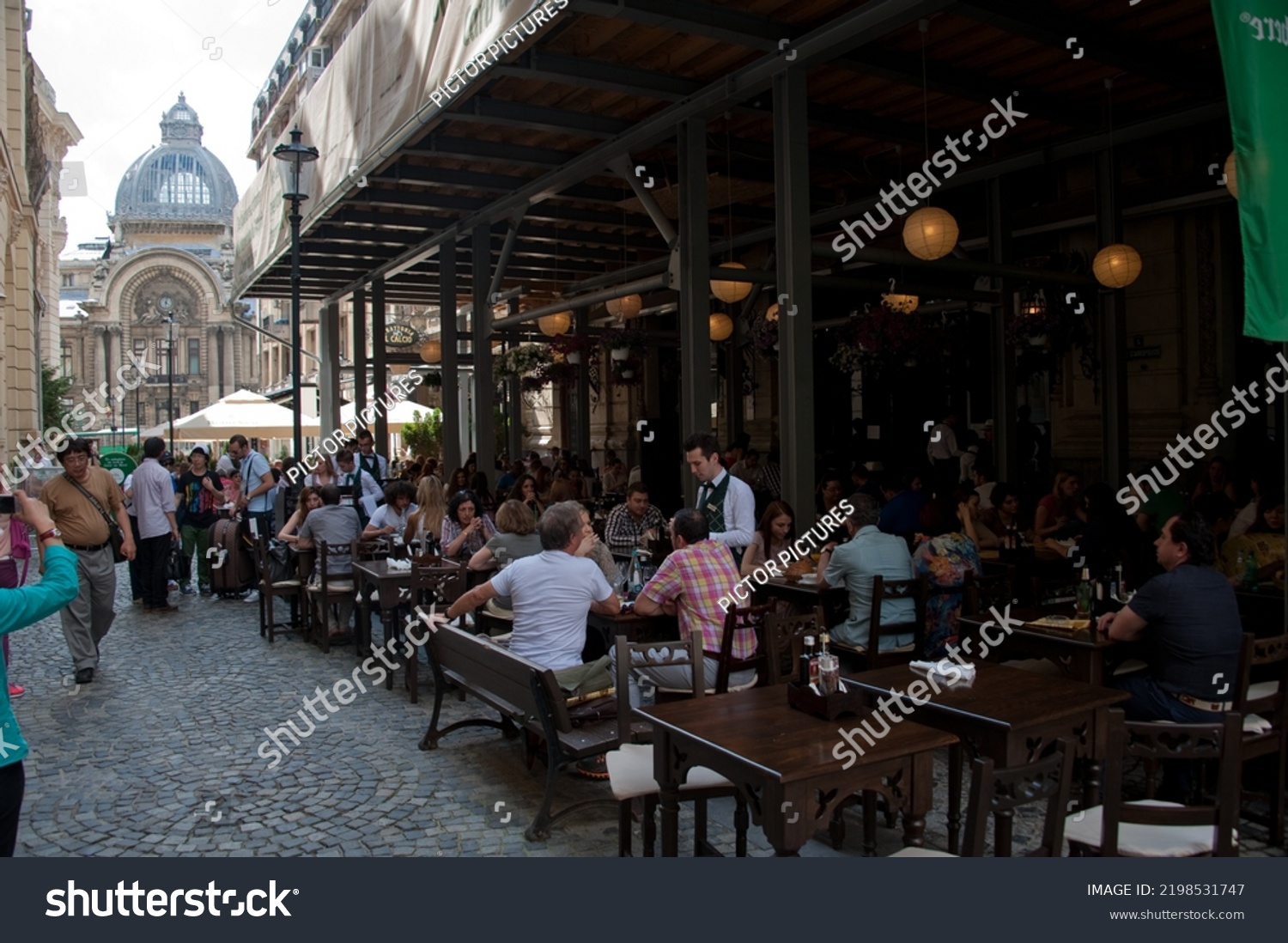 Stock Photo Bucharest Romania Jun Outside Dining At Caru Cu Bere The Beer Cart A Bar And 2198531747 