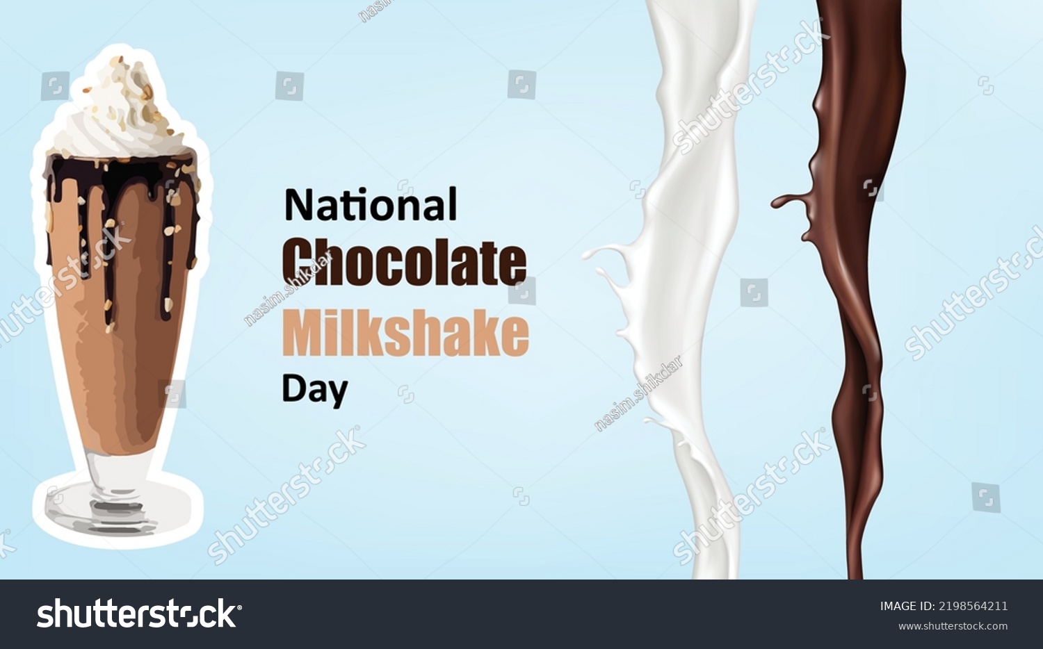 National Chocolate Milkshake Day Vector Glass Stock Vector (Royalty