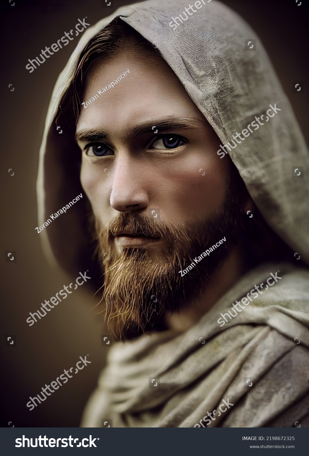 Close Portrait Jesus Christ Cloak 3d Stock Illustration 2198672325 ...