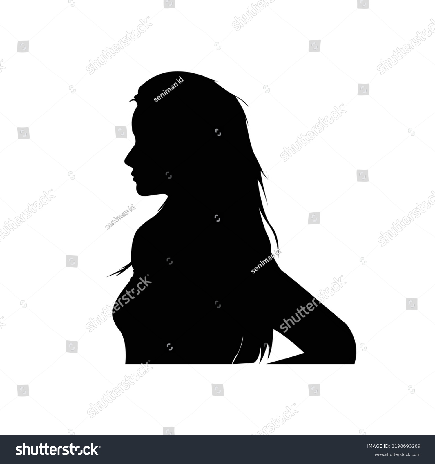 Silhouette Beautiful Girl Long Beautiful Hair Stock Vector (Royalty ...