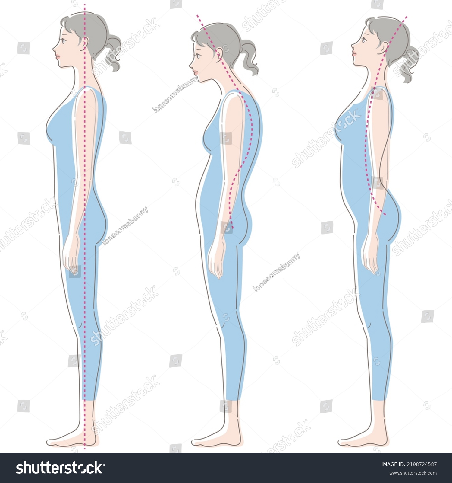 Whole Body Young Woman Good Posture Stock Vector (Royalty Free ...