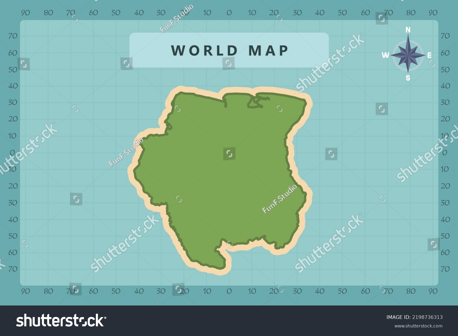 Suriname Map World Map International Vector Stock Vector Royalty Free   Stock Vector Suriname Map World Map International Vector Template High Detailed With Green And Cream Color 2198736313 