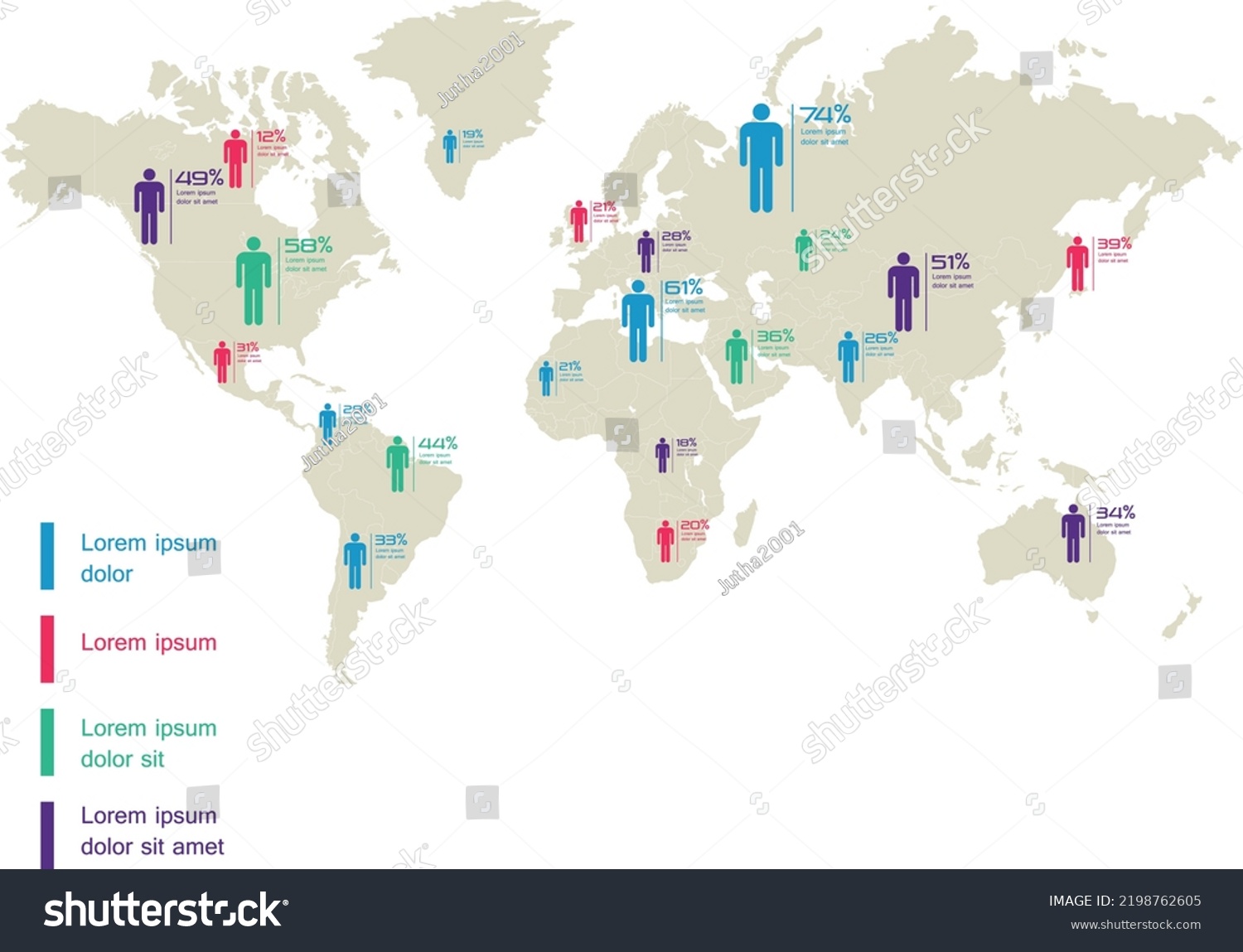 World Infographic Vector World Map Illustration Stock Vector (Royalty ...