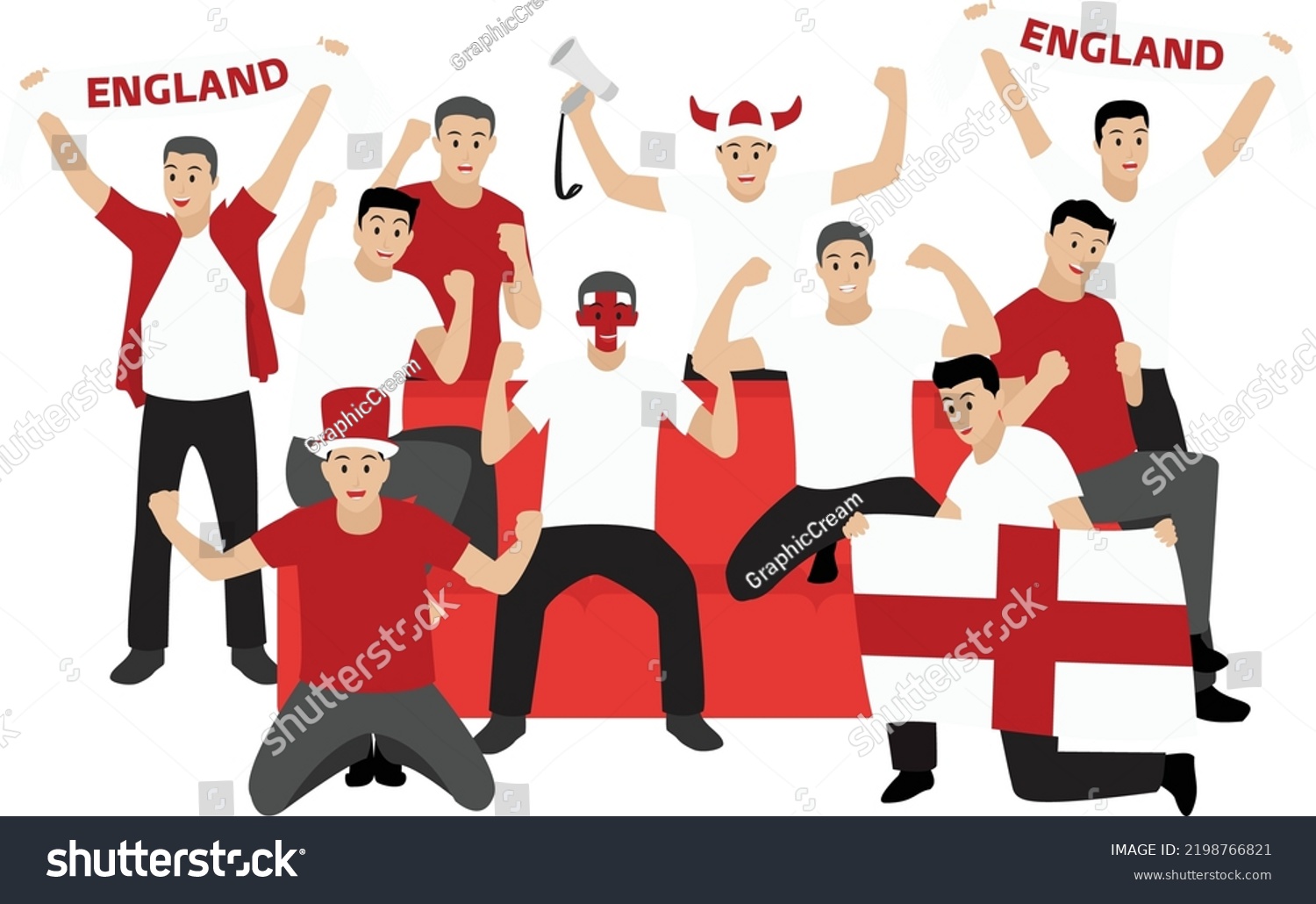 Passionate Football Fans England Stock Vector Royalty Free 2198766821