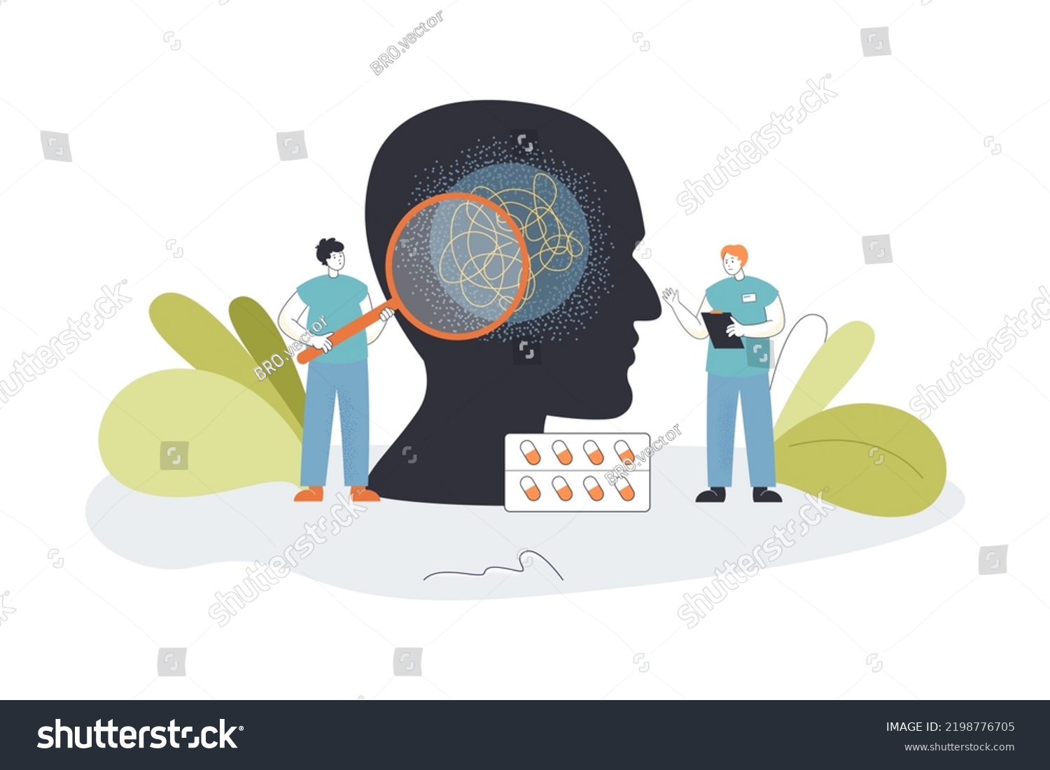 Doctor Examining Confusion Brain Patients Head Stock Vector (Royalty ...