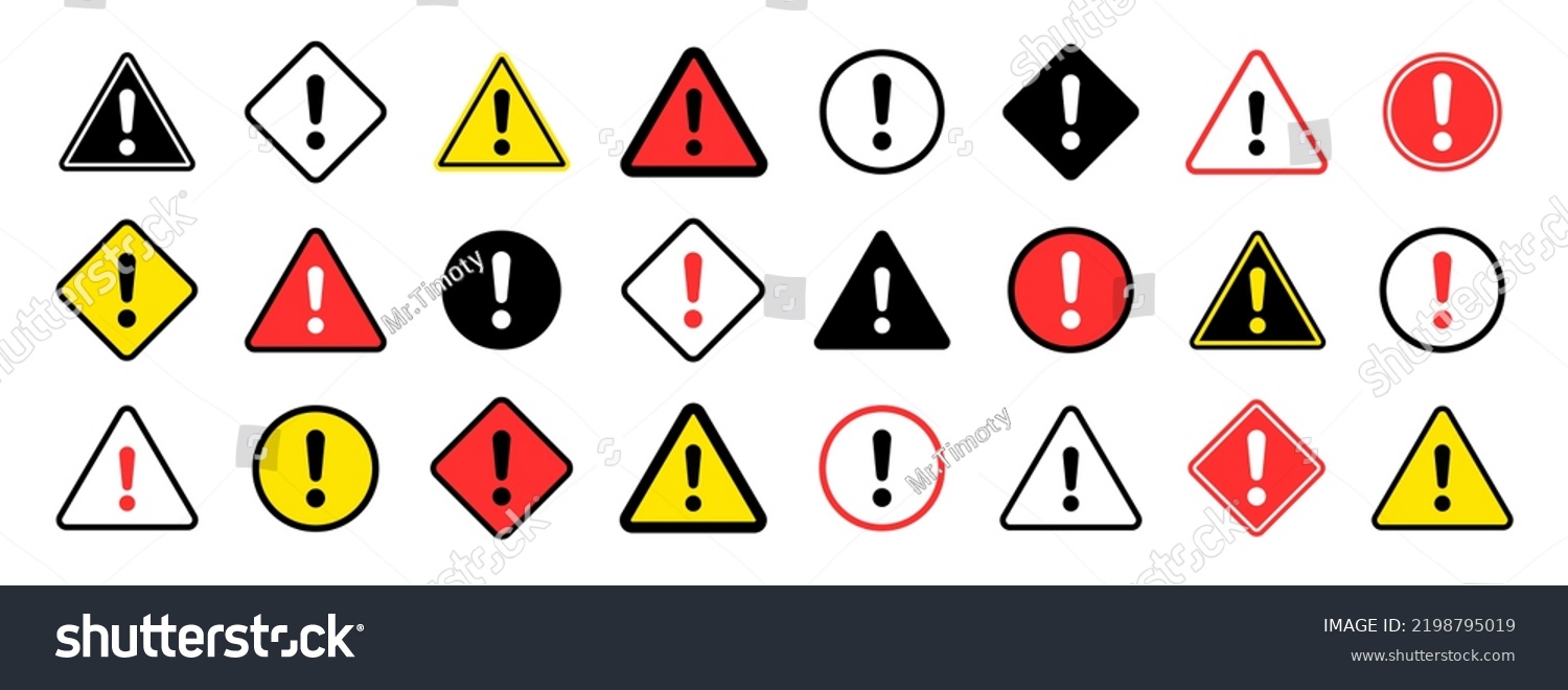 Caution Warning Signs Set Exclamation Mark Stock Vector Royalty Free 2198795019 Shutterstock 0193