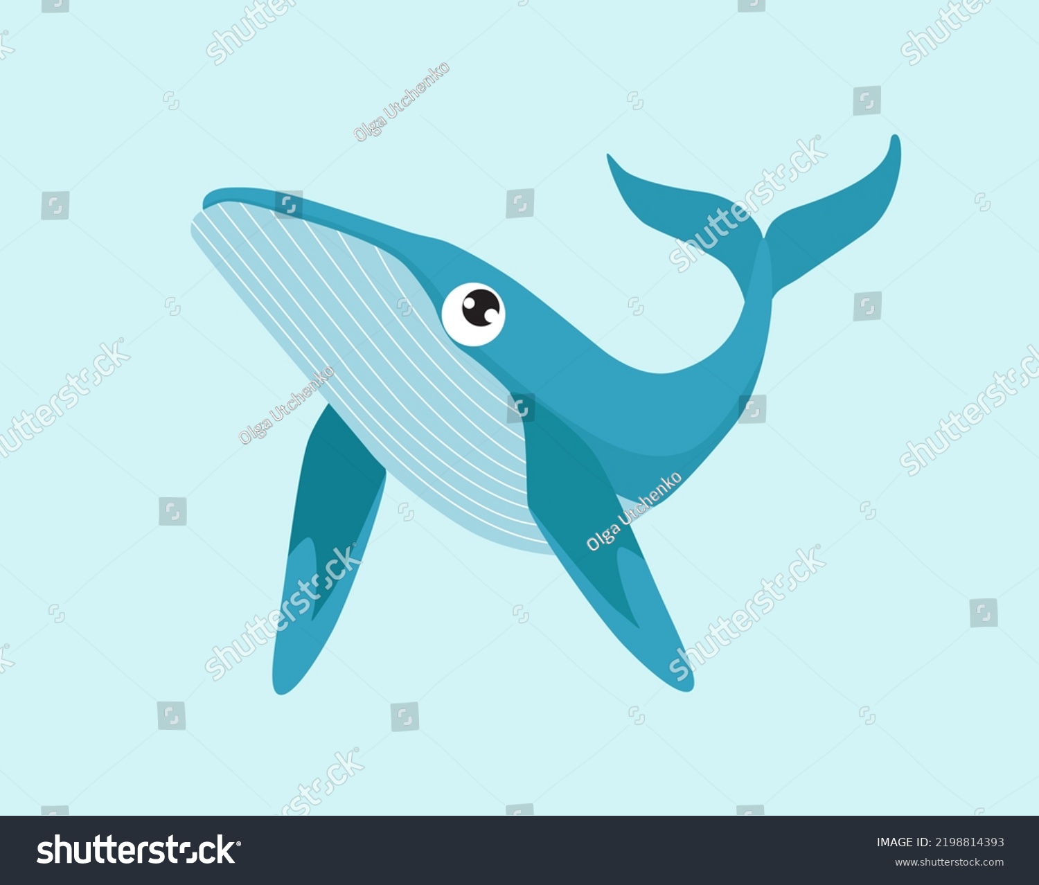 Cute Whale Funny Cartoon Whale Blue Stock Illustration 2198814393 ...