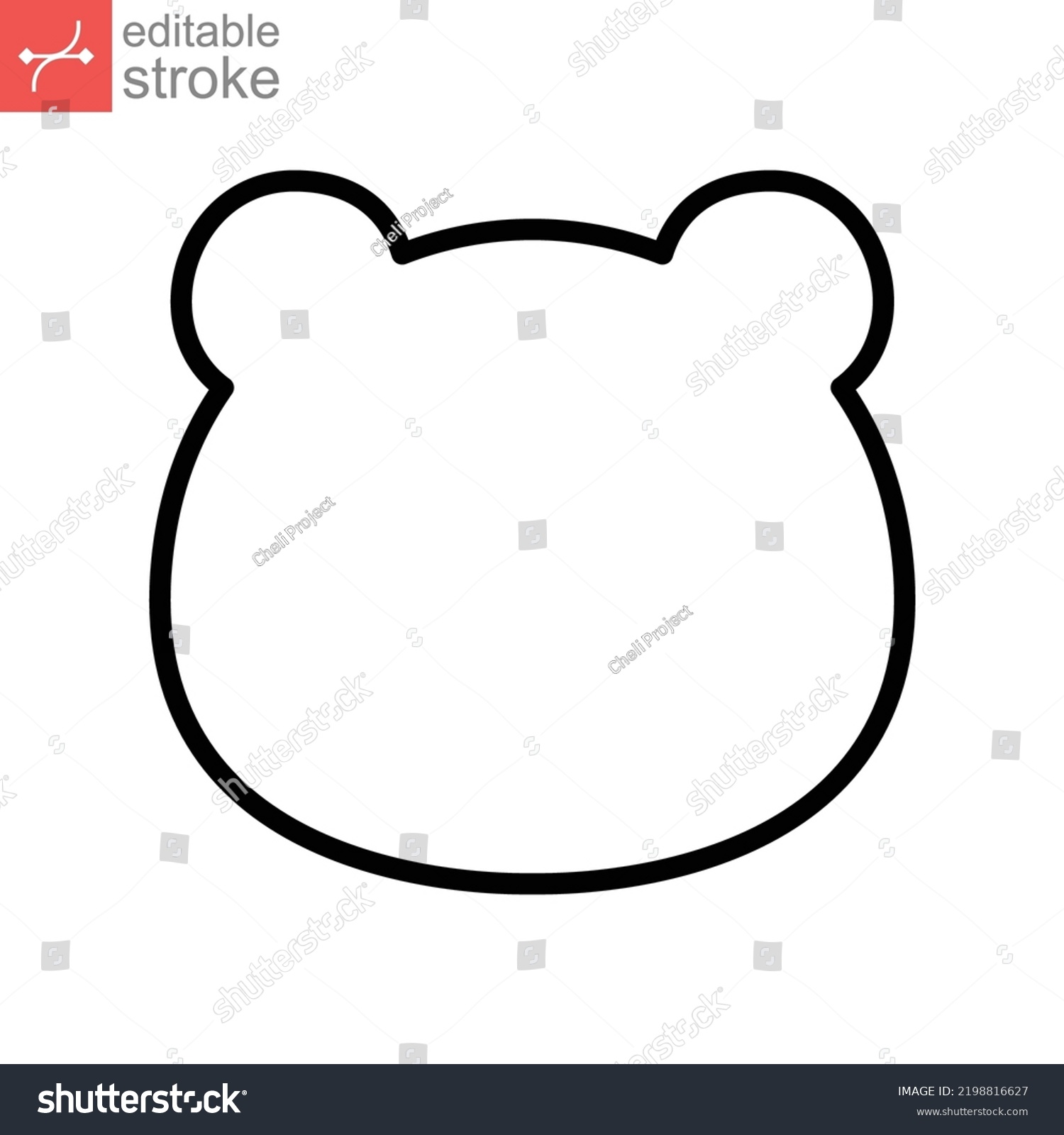 Animal Bear Head Shape Icon Outline Stock Vector (Royalty Free