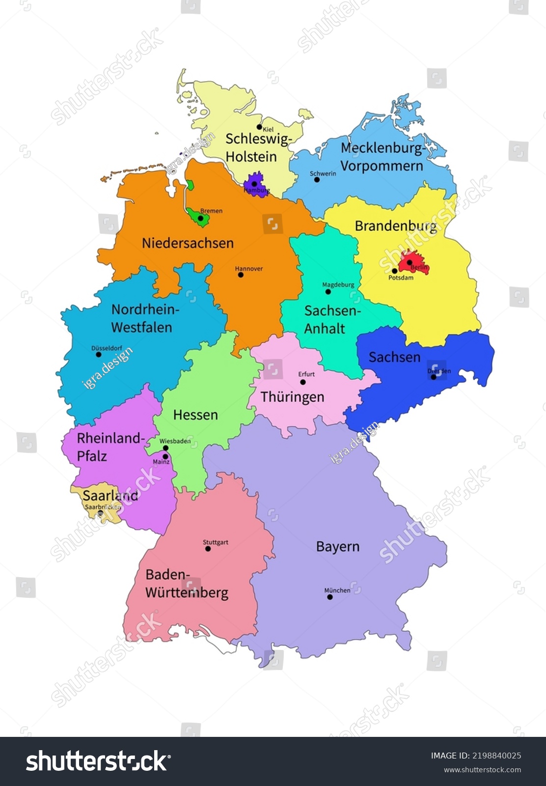 Map Germany Vector Illustration Text On Stock Vector (Royalty Free ...