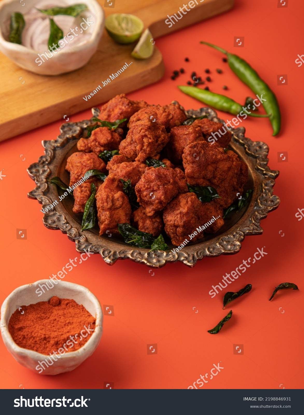 Chicken Starter Crispy Coating Indian Masala Stock Photo 2198846931