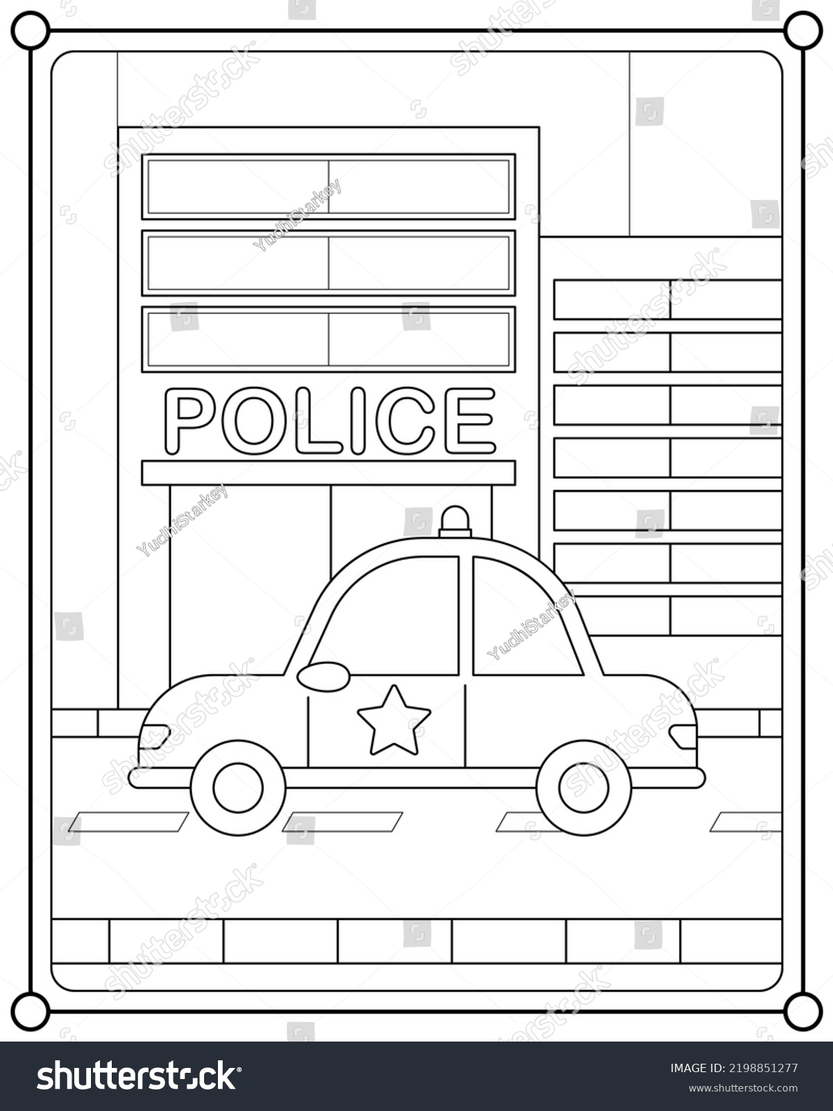 Police Car Suitable Childrens Coloring Page Stock Vector (Royalty Free ...