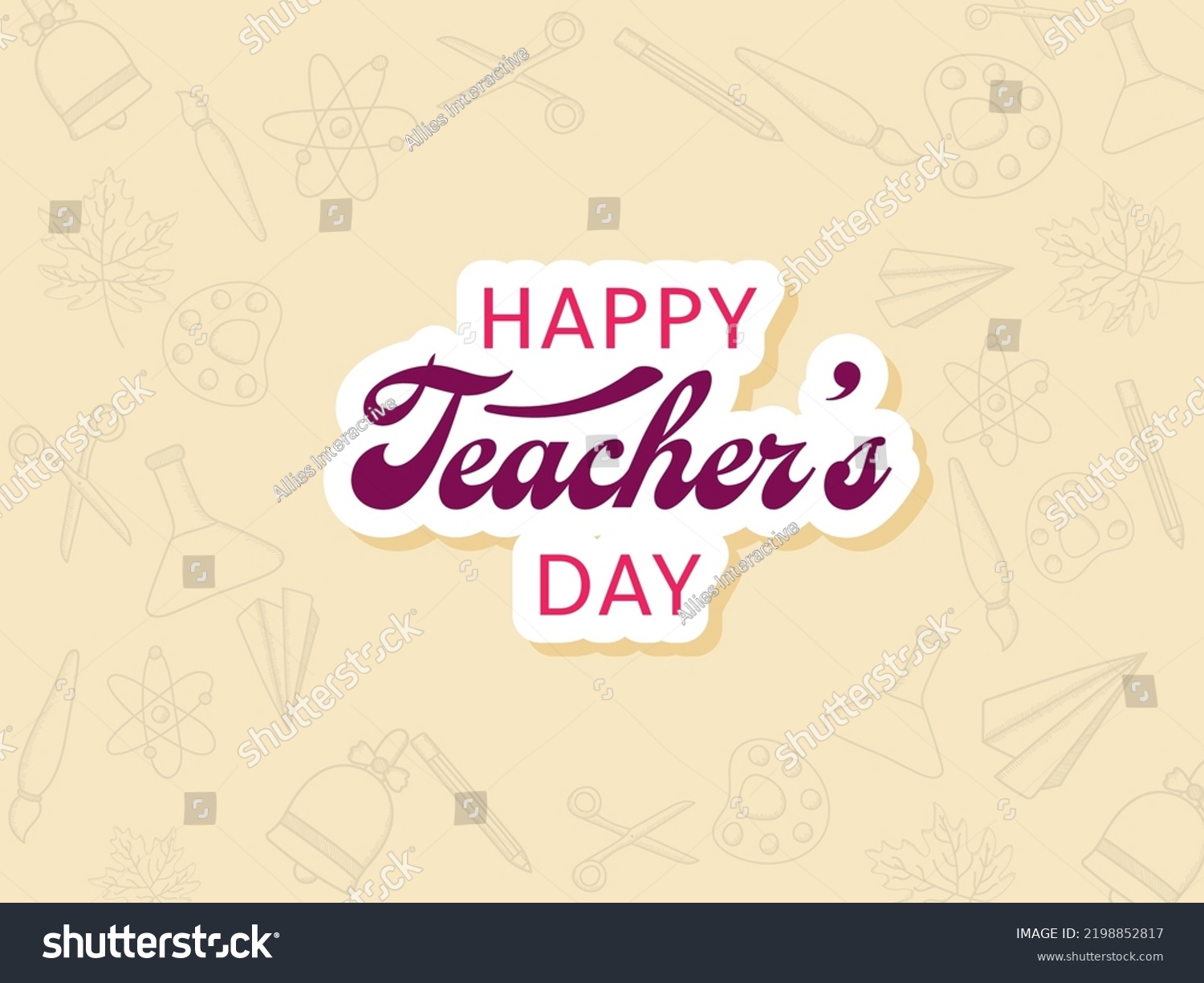 Sticker Style Happy Teachers Day Font Stock Vector (Royalty Free ...