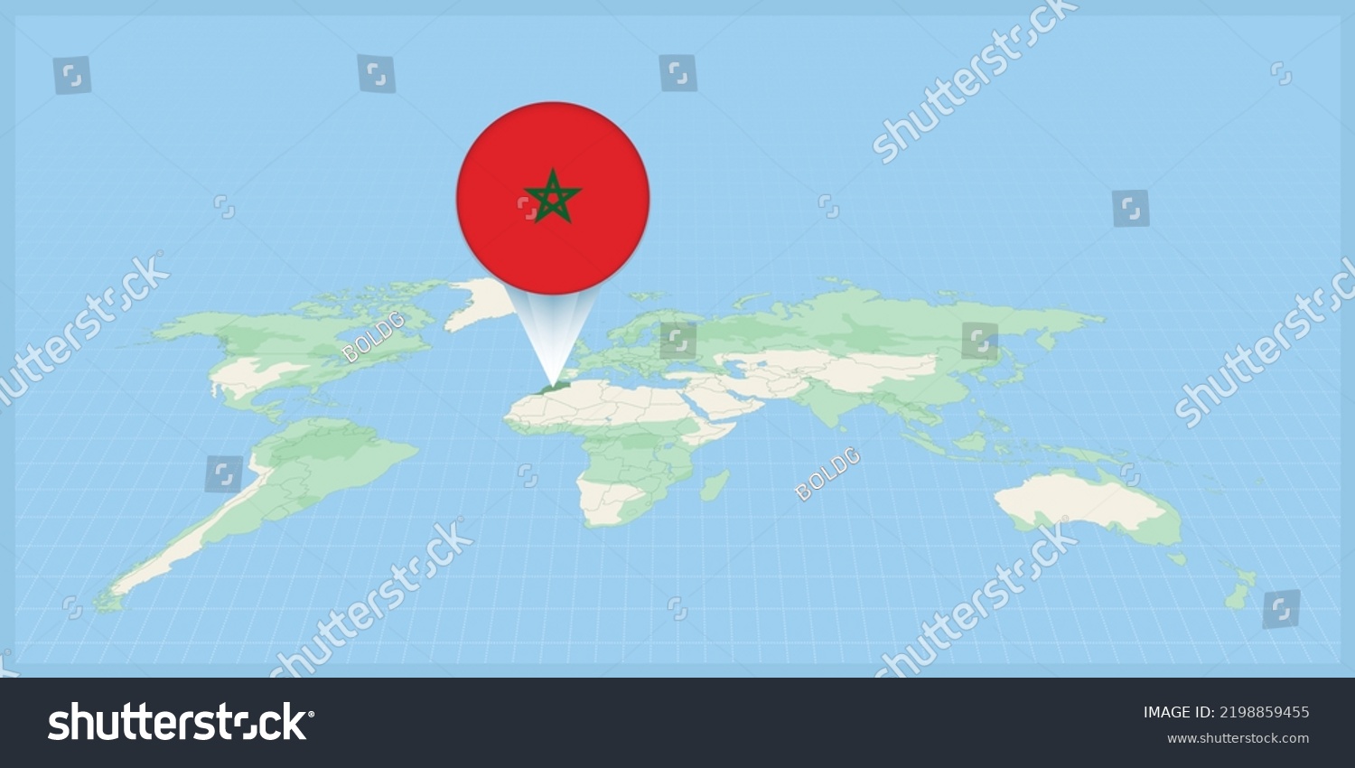 Location Morocco On World Map Marked Stock Vector Royalty Free Stock Vector Location Of Morocco On The World Map Marked With Morocco Flag Pin Cartographic Vector 2198859455