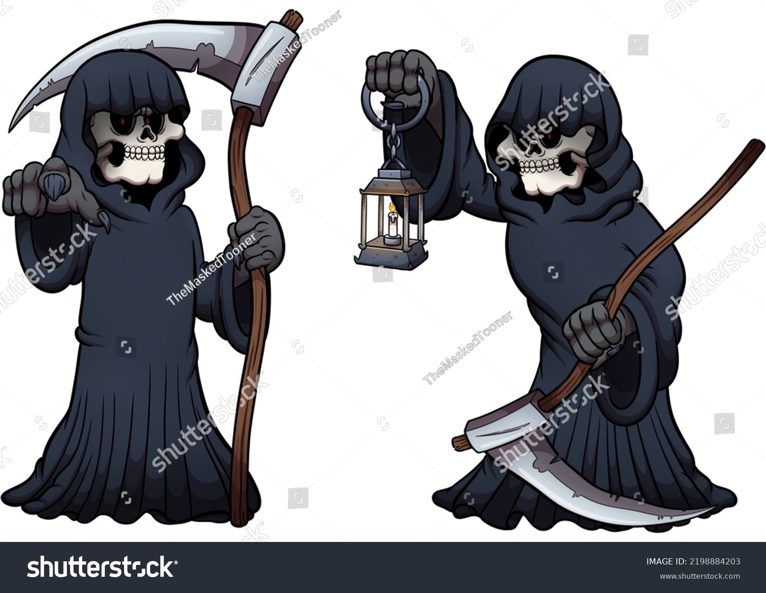 Grim Reaper Different Poses Vector Clip Stock Vector (Royalty Free ...