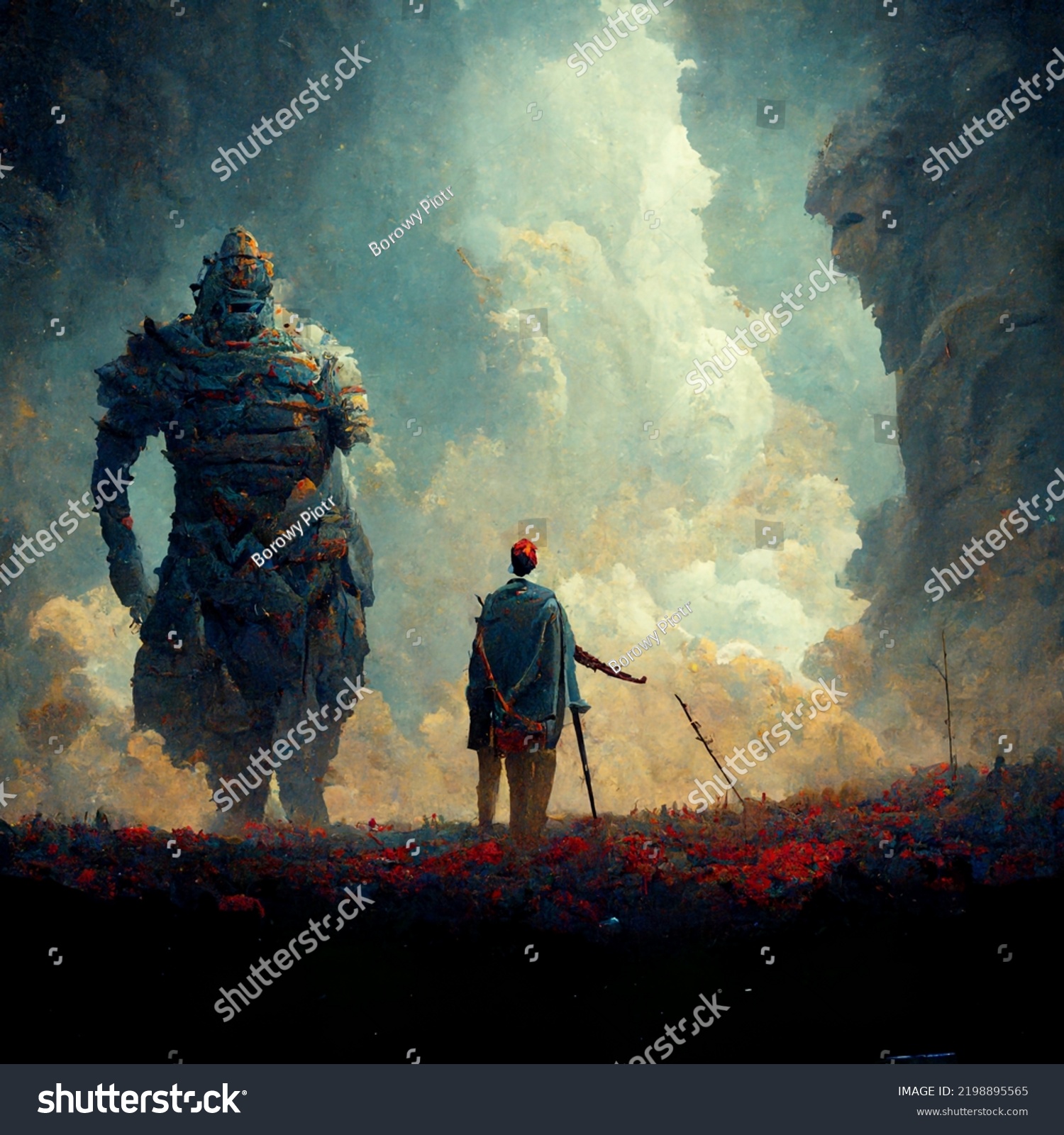 David Vs Goliath Before Battle Ai Stock Illustration 2198895565